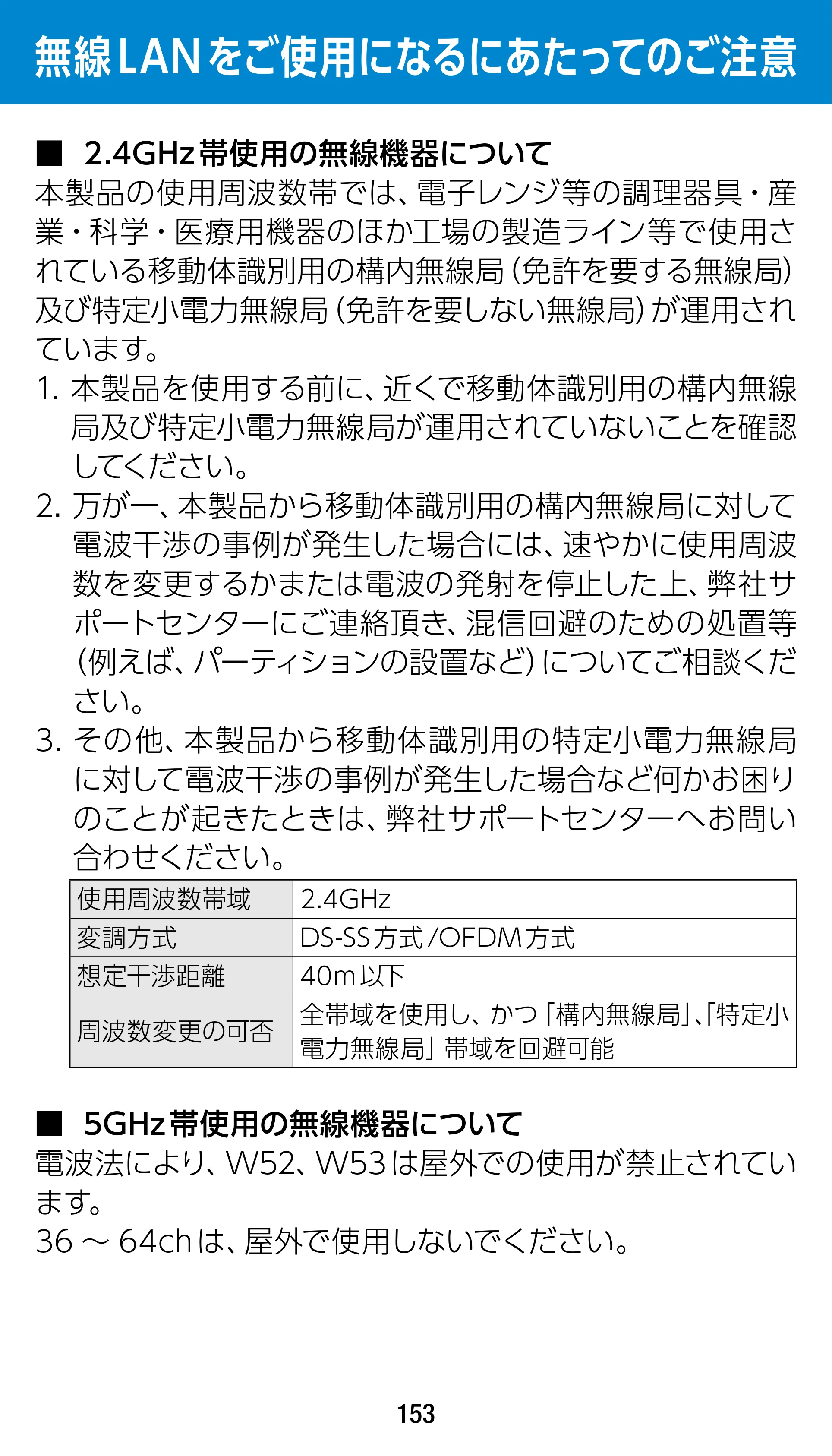 エレコム WRC-1900GST2 / WRC-1900GST2A-W / WRC-1900GST2SP 3.ユーザーズマニュアル（基本機能編） — 無線LANをご使用になるにあたってのご注意 — 原本ページ — 153ページ