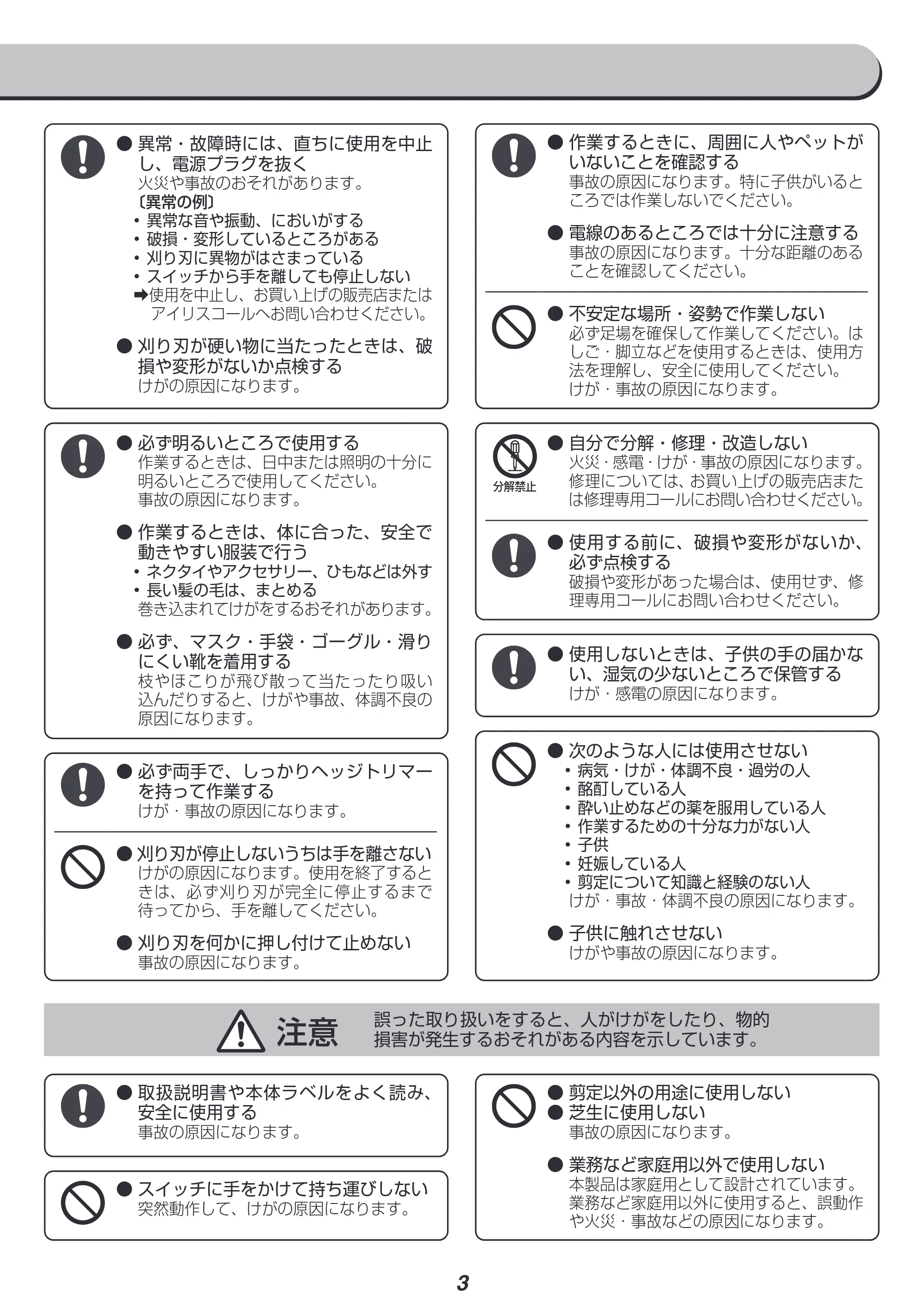 アイリスオーヤマ AHT610 取扱説明書 — 原本ページ — 3ページ