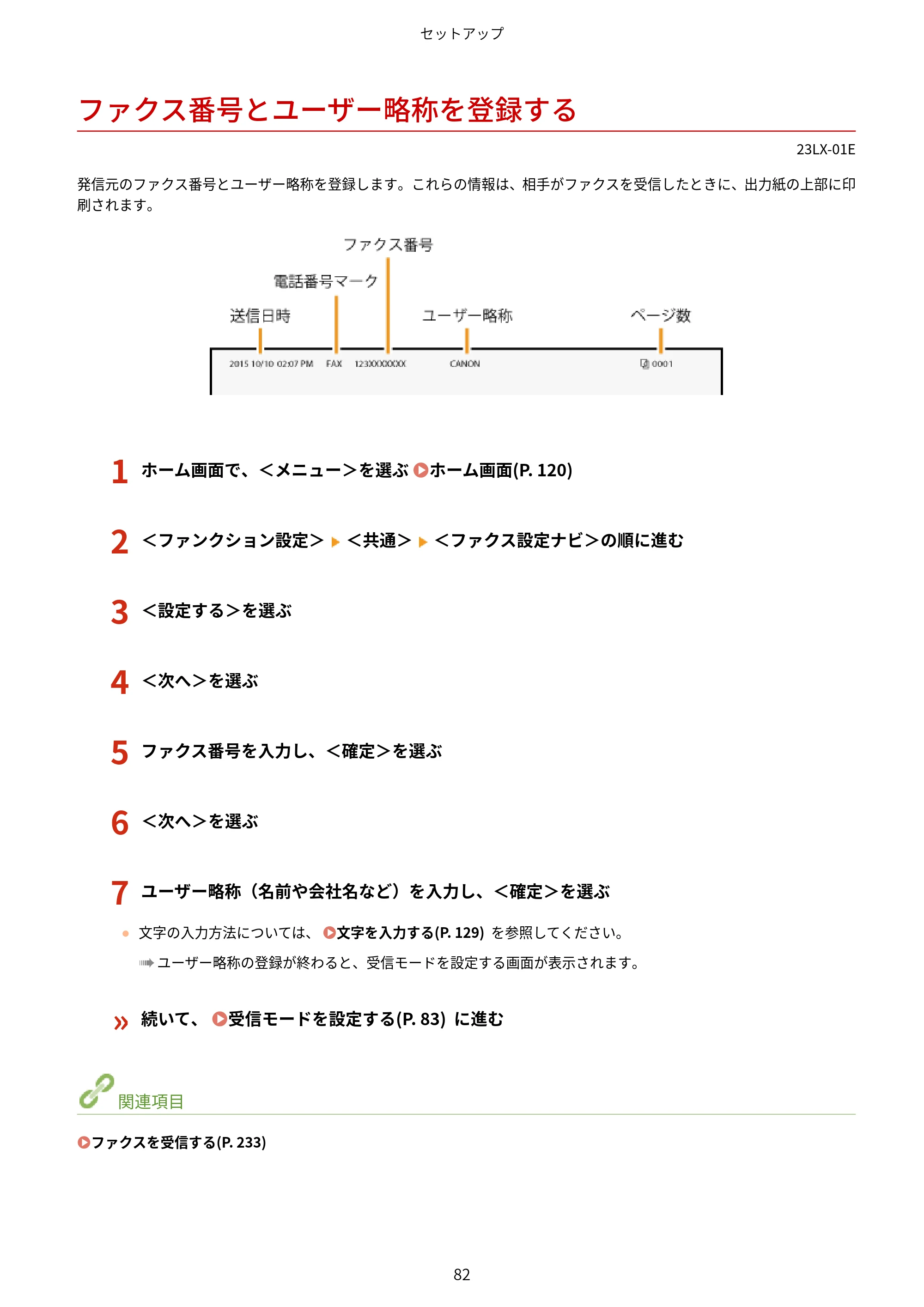 キヤノン WG7350F/7350FM WG7300 series オンラインマニュアル PDF版 2019年4月11日更新（PDF：7.66MB） — ファクス番号とユーザー略称を登録する — 原本ページ — 91ページ
