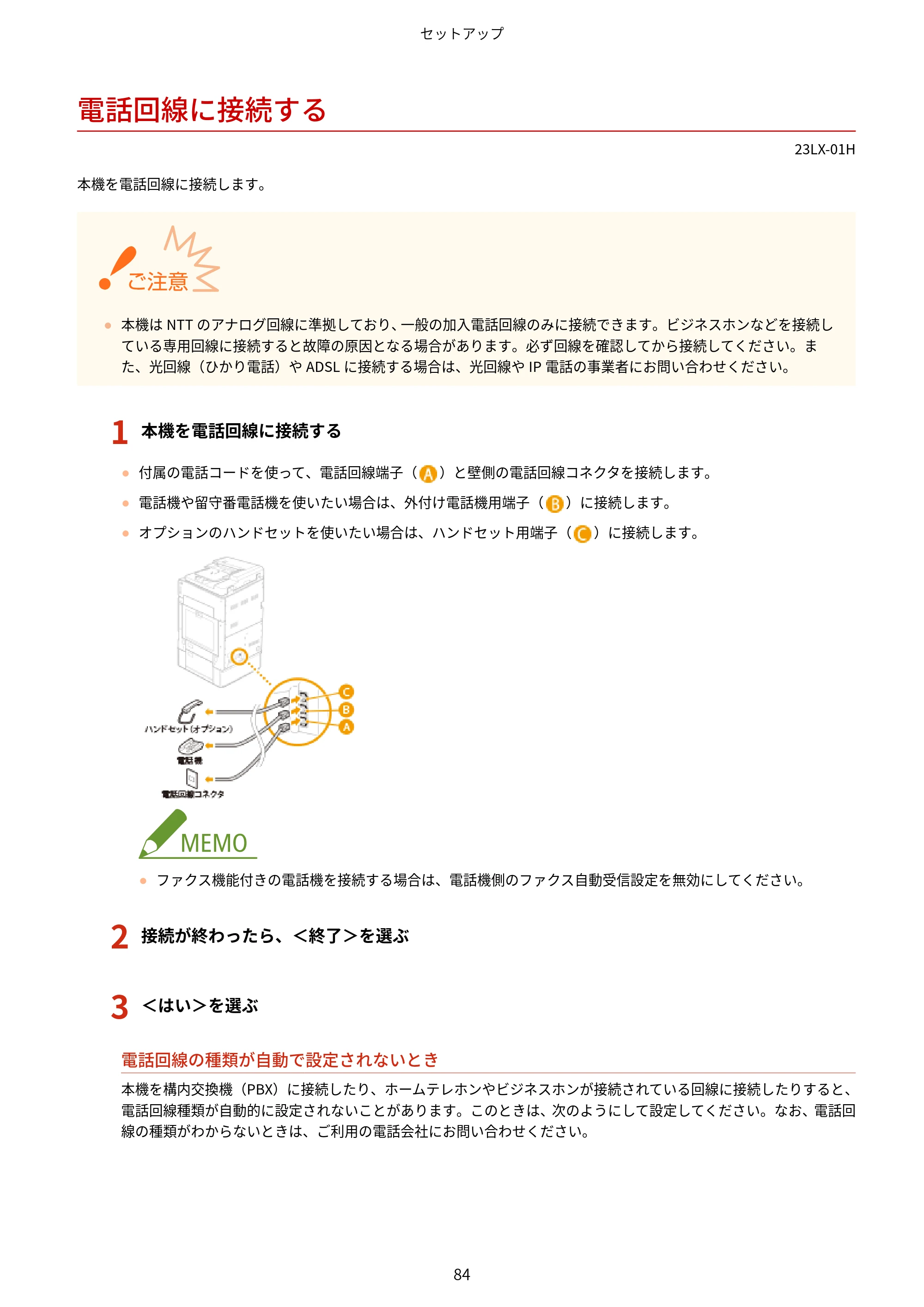 キヤノン WG7350F/7350FM WG7300 series オンラインマニュアル PDF版 2019年4月11日更新（PDF：7.66MB） — 電話回線に接続する — 原本ページ — 93ページ