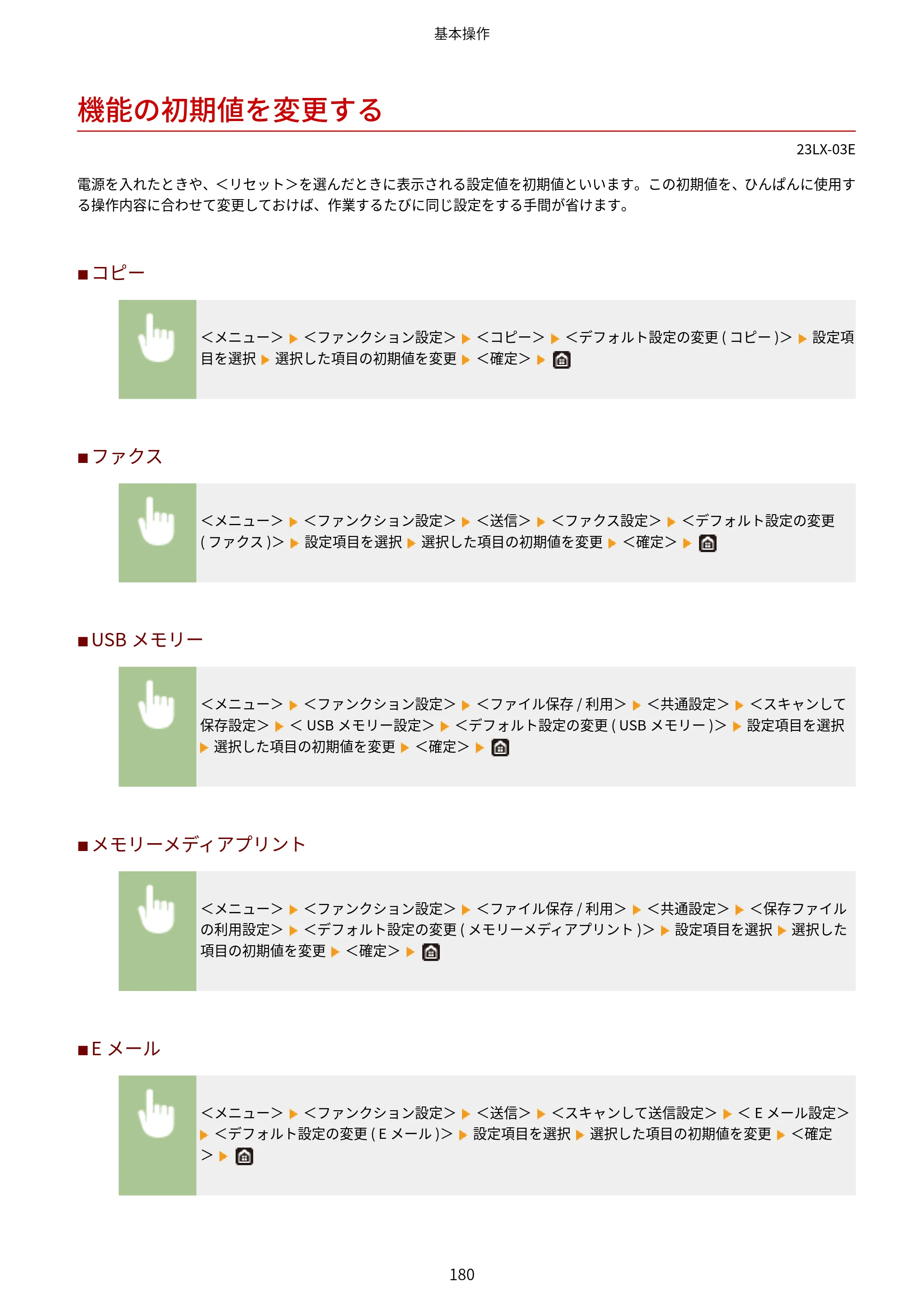キヤノン WG7350F/7350FM WG7300 series オンラインマニュアル PDF版 2019年4月11日更新（PDF：7.66MB） — 機能の初期値を変更する — 原本ページ — 189ページ