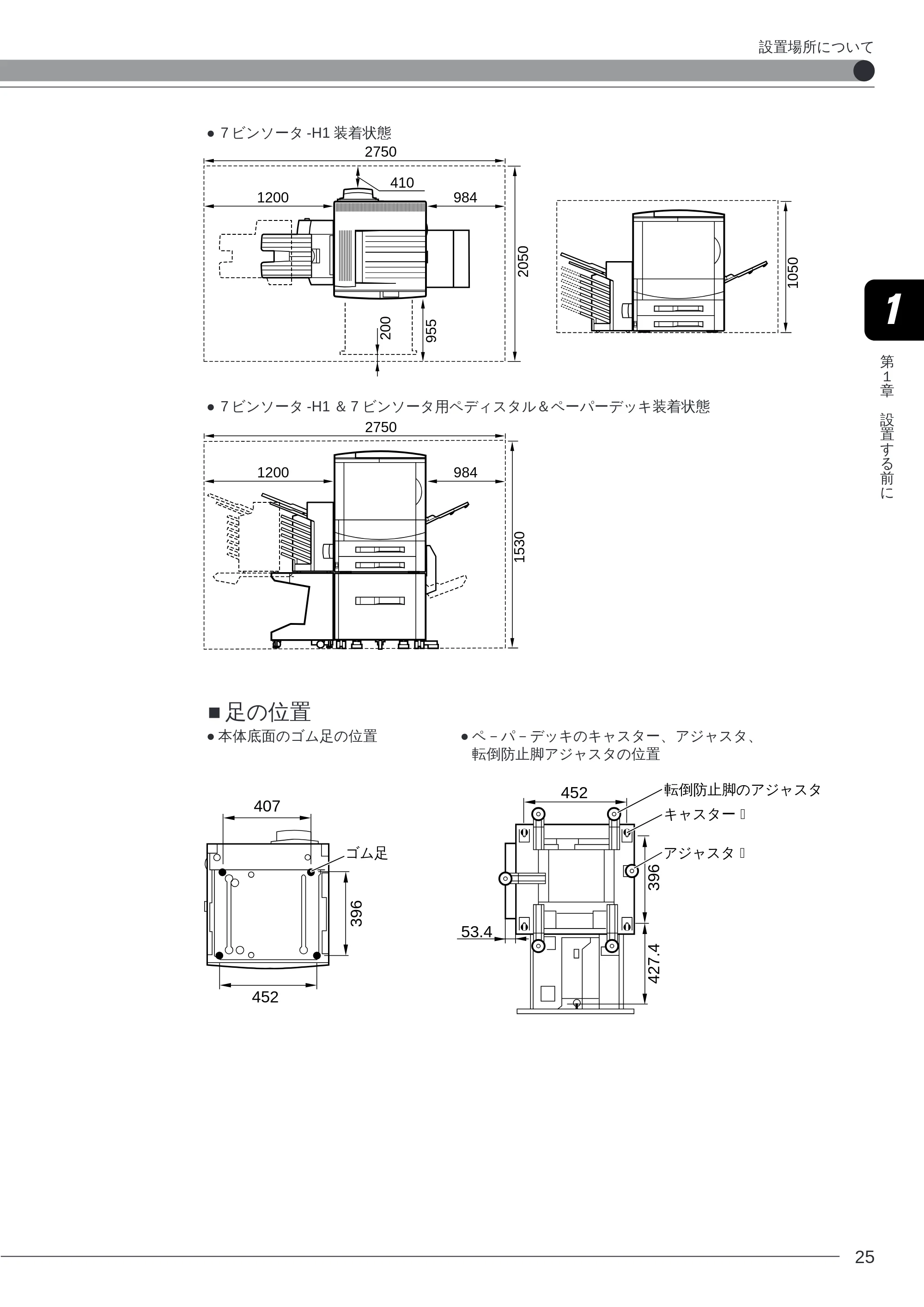 キヤノン LBP-2260PSII 本体／オプション品設置ガイド＆ネットワーク設定ガイド （PDF形式／6.11Mバイト） — ■足の位置 — 原本ページ — 27ページ