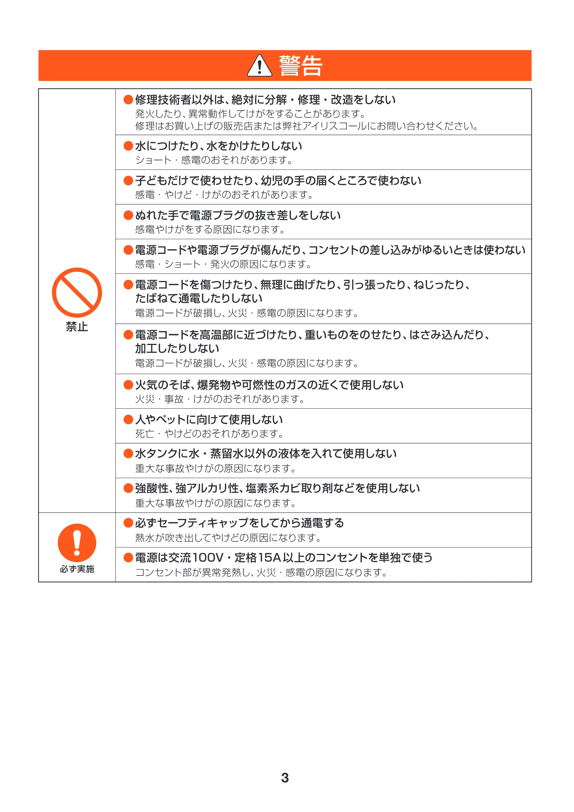 アイリスオーヤマ STM-303 取扱説明書 — 原本ページ — 3ページ