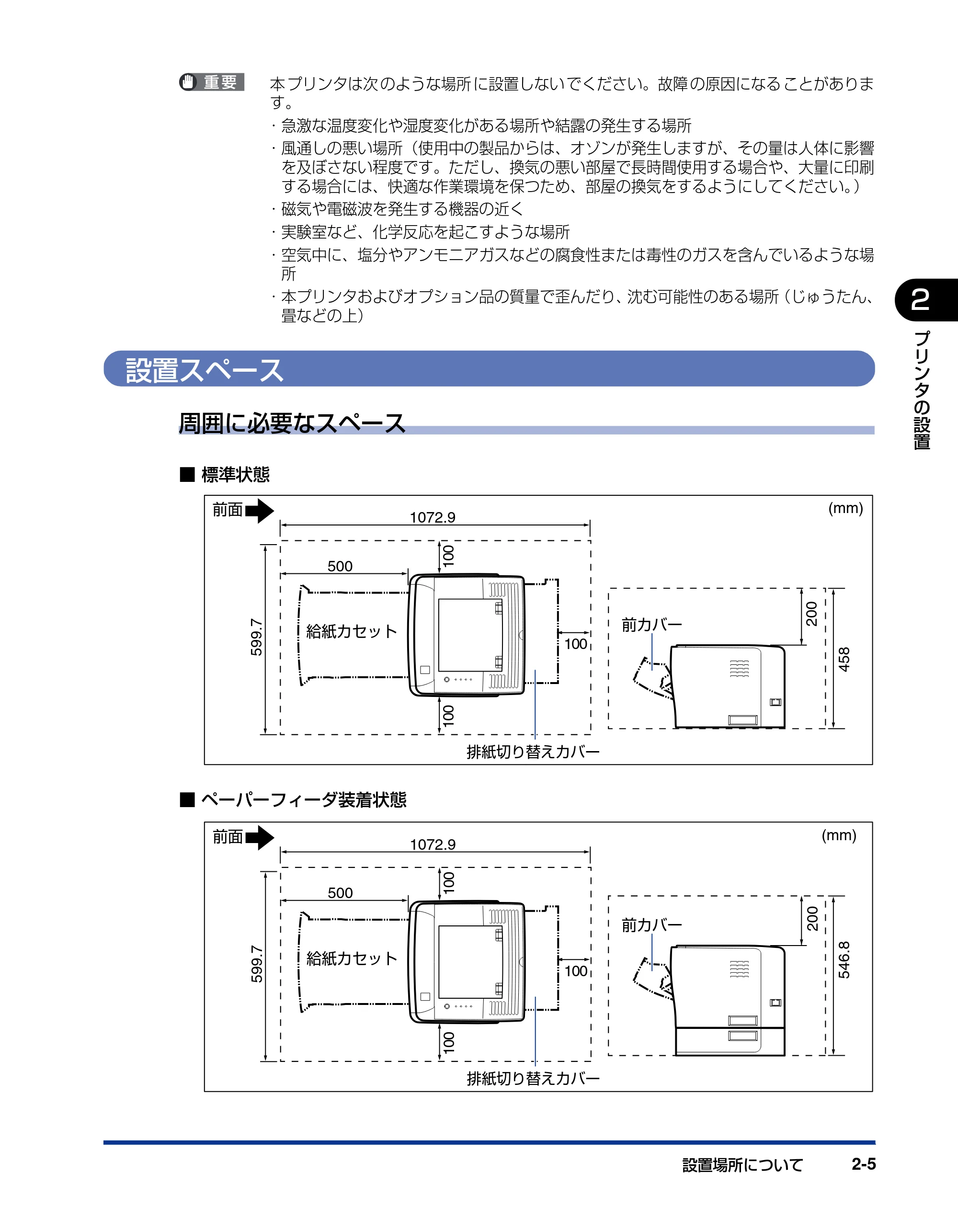 キヤノン LBP3310 ユーザーズガイド 2012年12月6日更新（PDF：12.5MB） — 設置スペース — 原本ページ — 42ページ