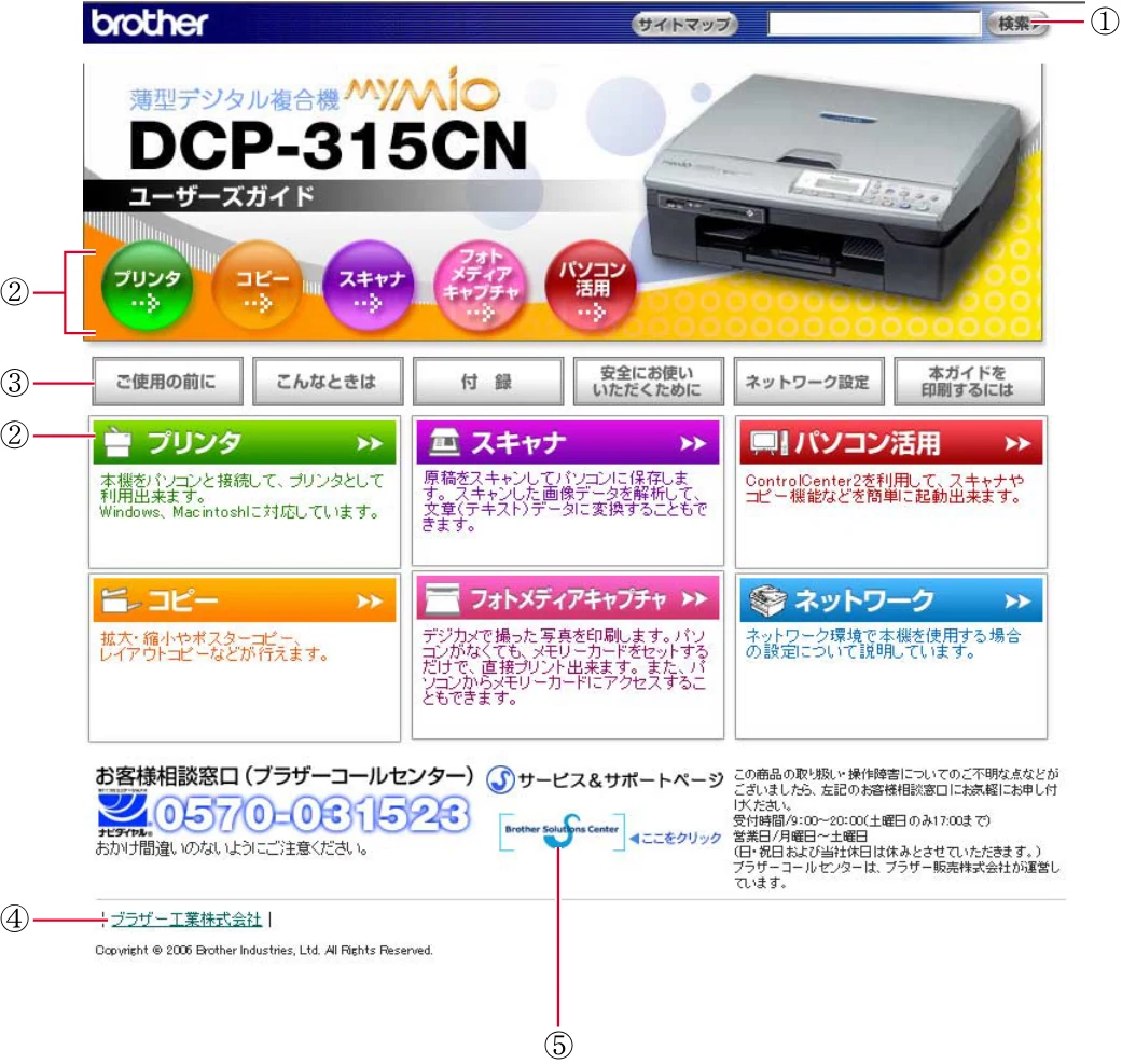 ブラザー DCP-315CN ユーザーズガイド ~パソコン活用編~ — ユーザーズガイド(HTML版)の表示画面と操作 — 図版 3-1 — 3ページ