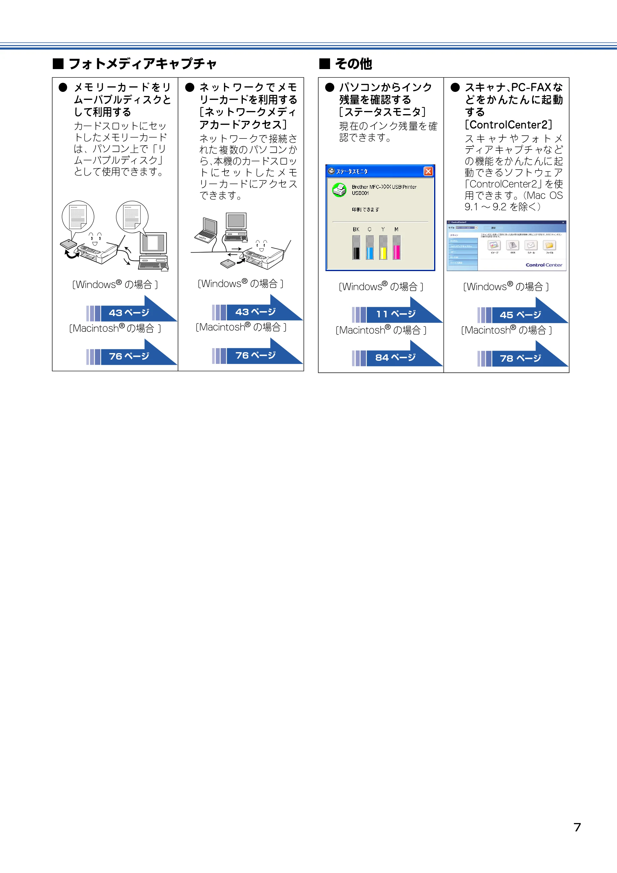 ブラザー DCP-315CN ユーザーズガイド ~パソコン活用編~ — ■フォトメディアキャプチャ ■その他 — 原本ページ — 8ページ