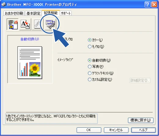 ブラザー DCP-315CN ユーザーズガイド ~パソコン活用編~ — 「おまかせ印刷」の設定を変更する — 図版 24-3 — 24ページ