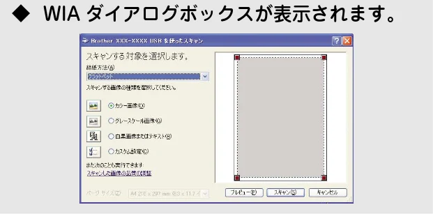 ブラザー DCP-315CN ユーザーズガイド ~パソコン活用編~ — WIAを使ってスキャンする場合(Windows R XP) — 図版 38-1 — 38ページ