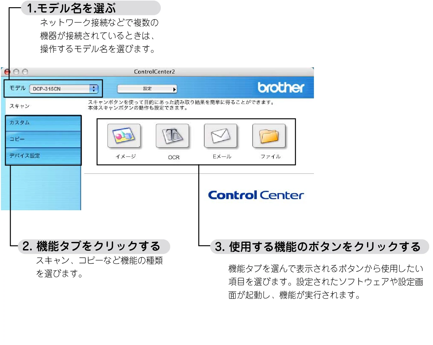 ブラザー DCP-315CN ユーザーズガイド ~パソコン活用編~ — ControlCenter2とは — 図版 80-1 — 80ページ