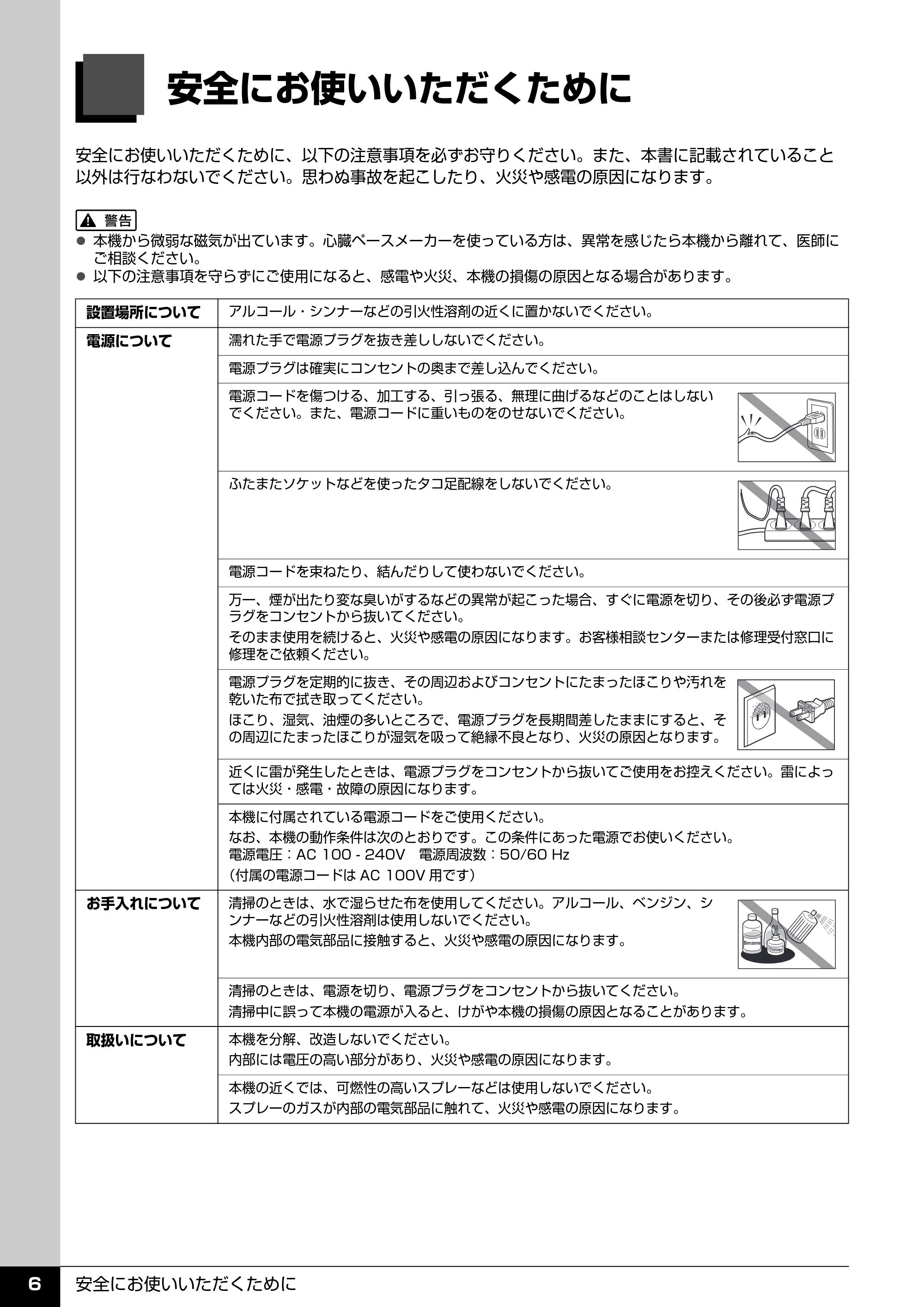 キヤノン PIXUS MX850 操作ガイド （本体操作編） （PDF形式／10.68Mバイト） — 安全にお使いいただくために — 原本ページ — 8ページ