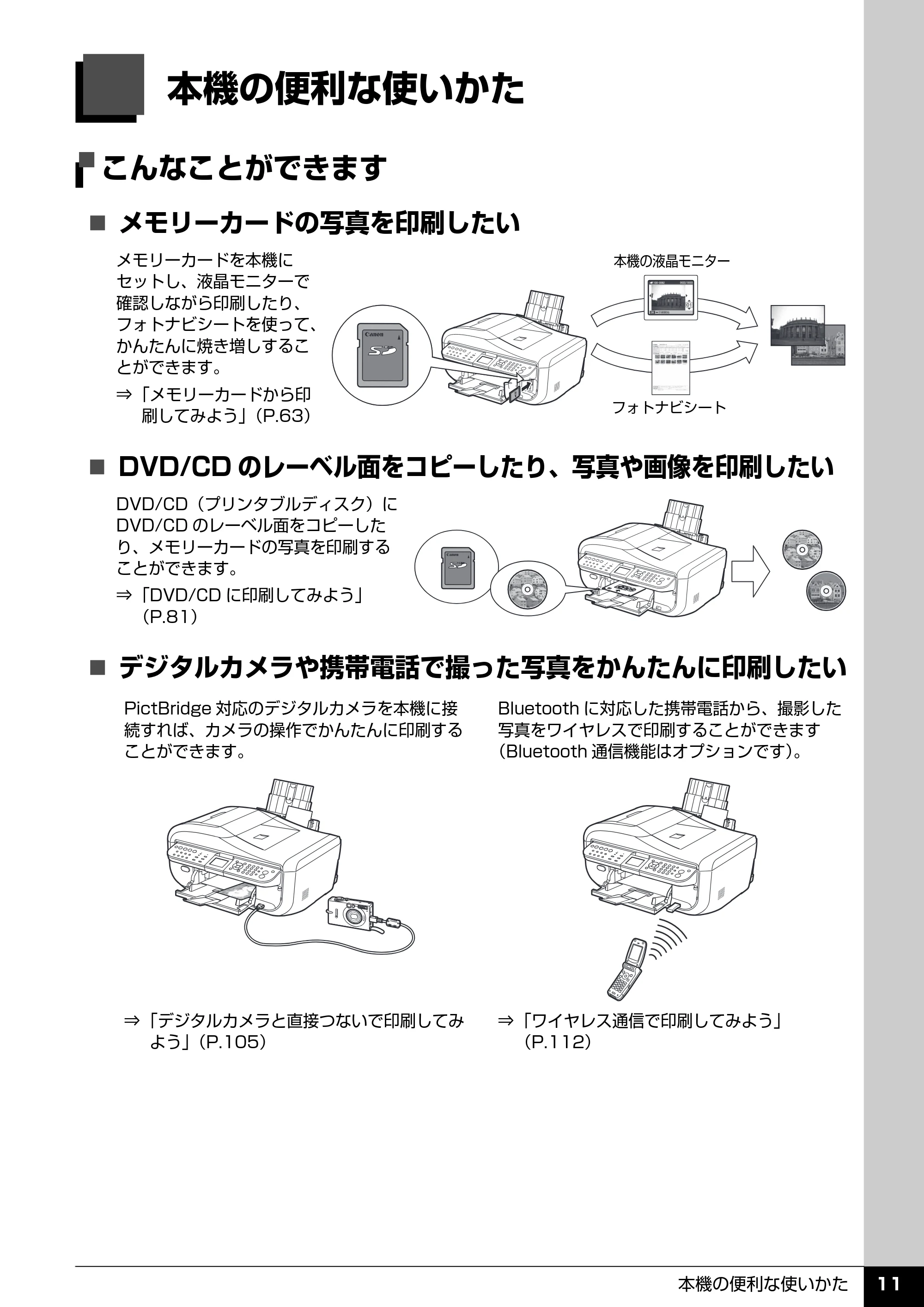 キヤノン PIXUS MX850 操作ガイド （本体操作編） （PDF形式／10.68Mバイト） — 本機の便利な使いかた — 原本ページ — 13ページ