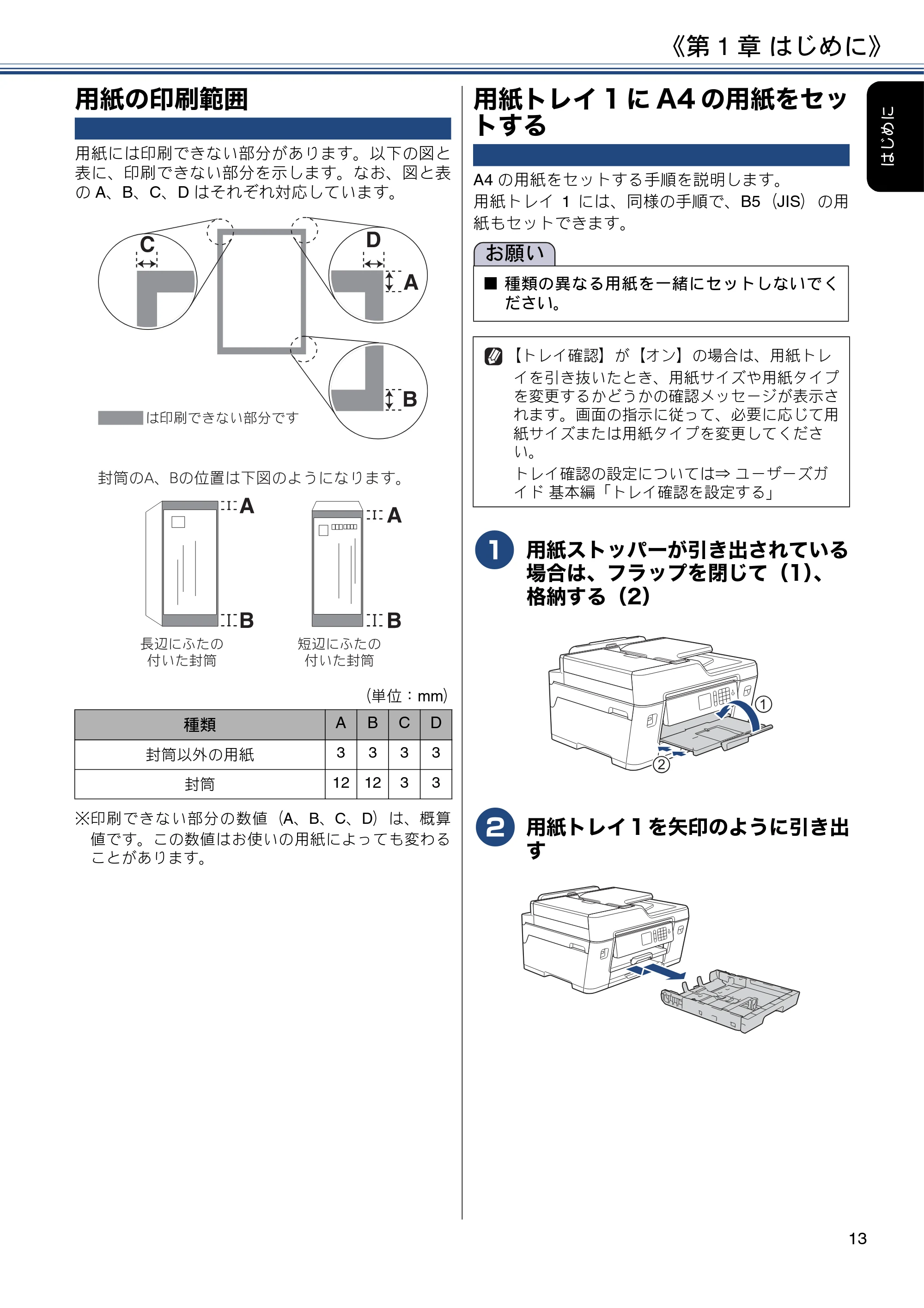 ブラザー MFC-J6580CDW ユーザーズガイド ~応用編~ — 用紙の印刷範囲 — 原本ページ — 13ページ