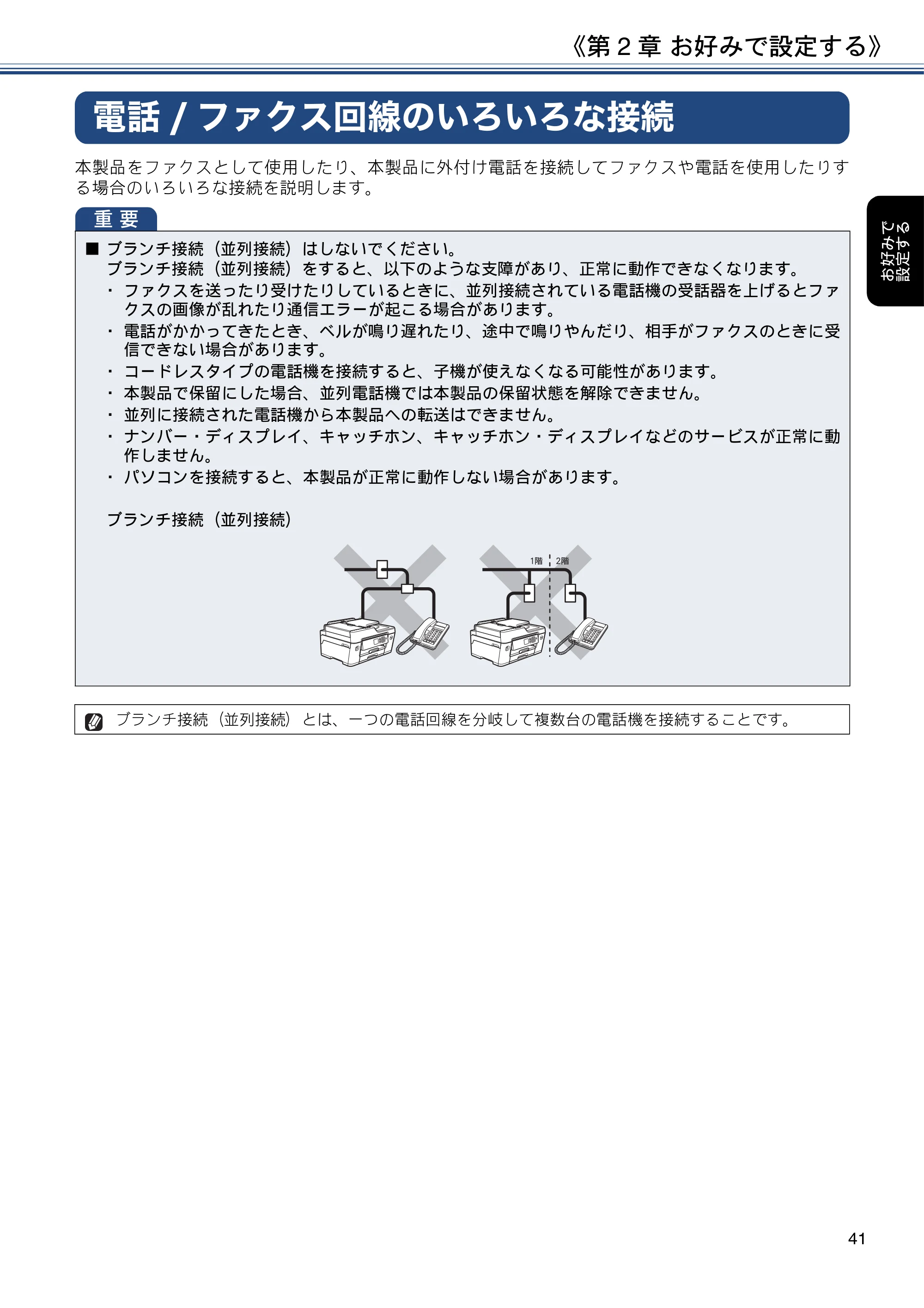 ブラザー MFC-J6580CDW ユーザーズガイド ～応用編～ — 電話/ファクス回線のいろいろな接続 — 原本ページ — 41ページ