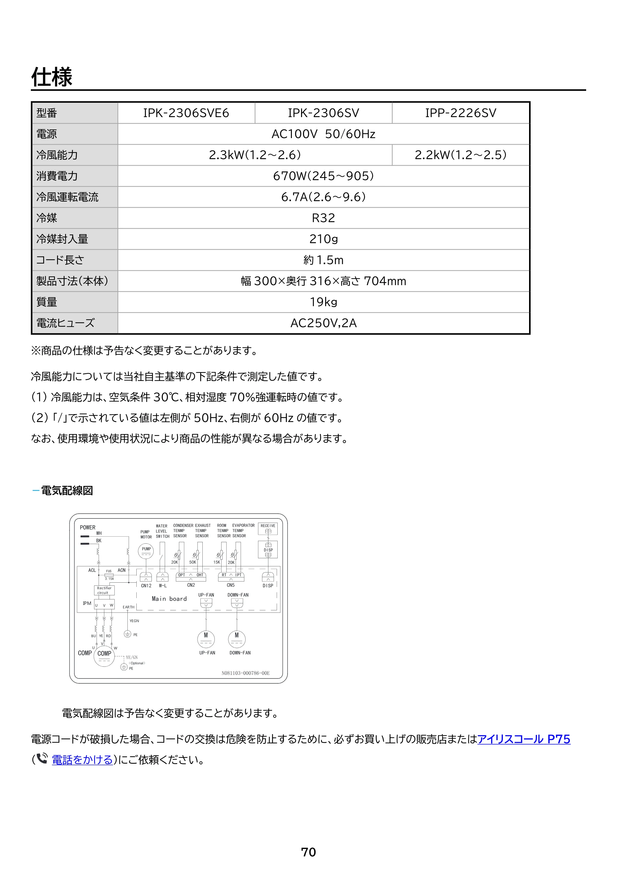 アイリスオーヤマ IPK-2306SV 取扱説明書 — 原本ページ — 70ページ