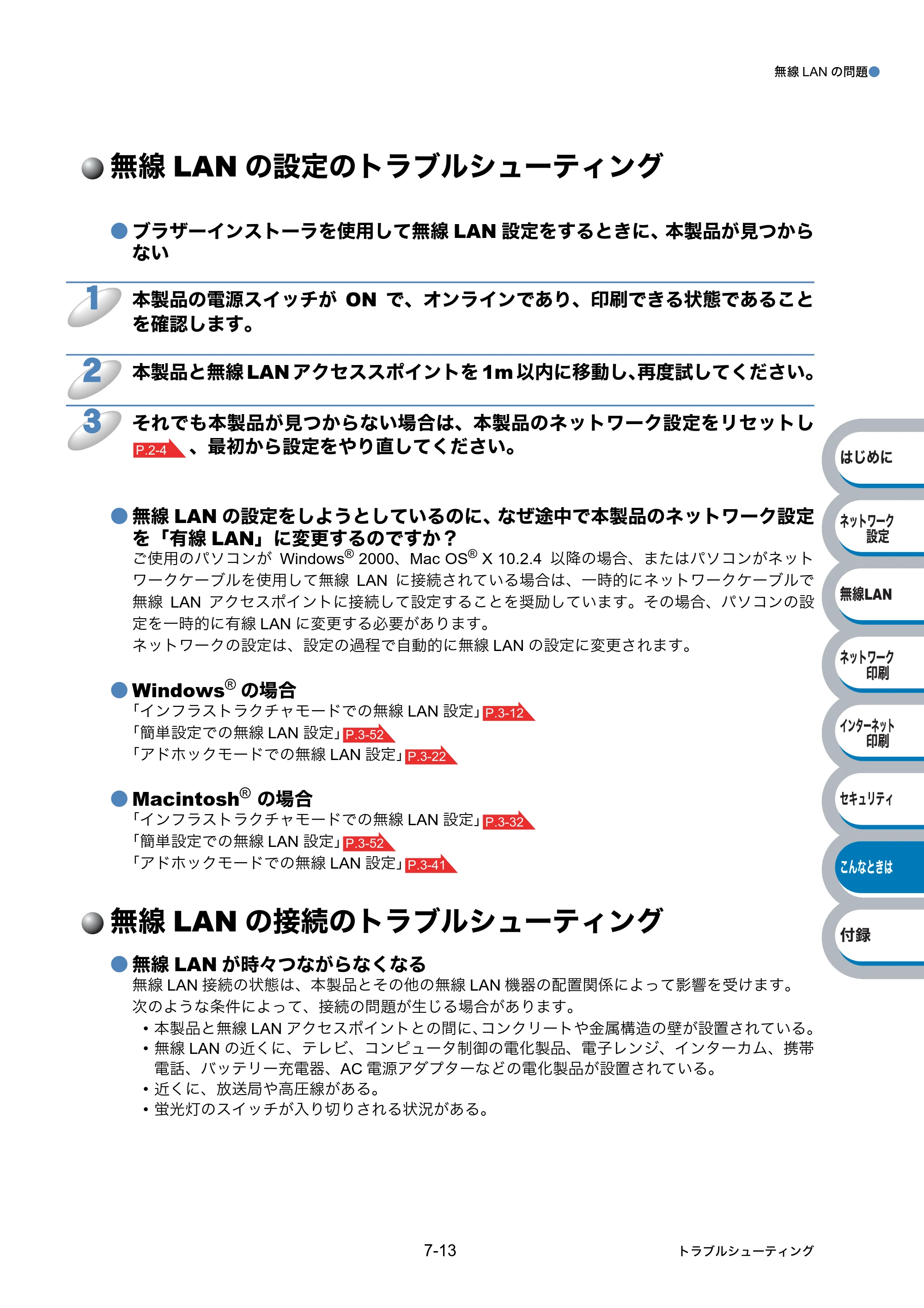 ブラザー HL-2170W ネットワーク取扱説明書 — 無線LANの設定のトラブルシューティング — 原本ページ — 143ページ