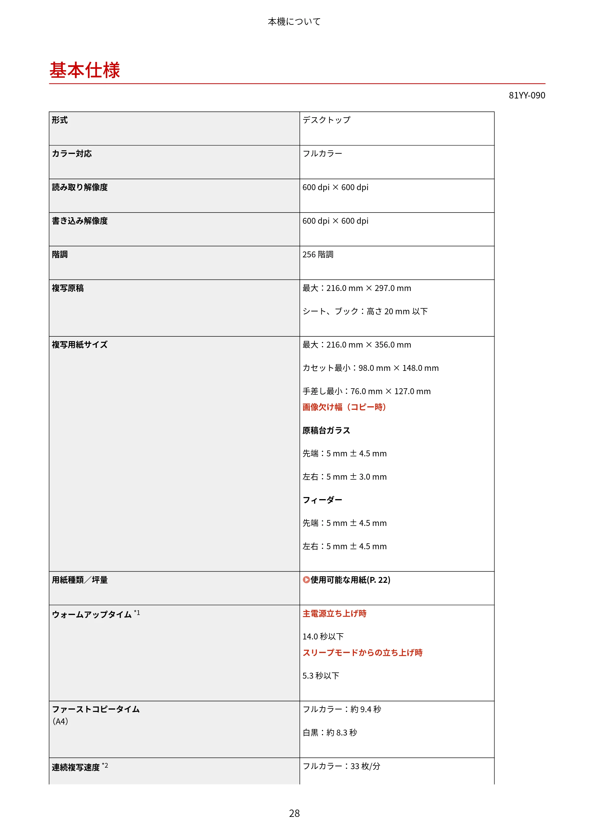 キヤノン MF755Cdw・MF753Cdw・MF751Cdw ユーザーズガイド 2023年7月27日更新（PDF：5.25MB） — 基本仕様 — 原本ページ — 38ページ