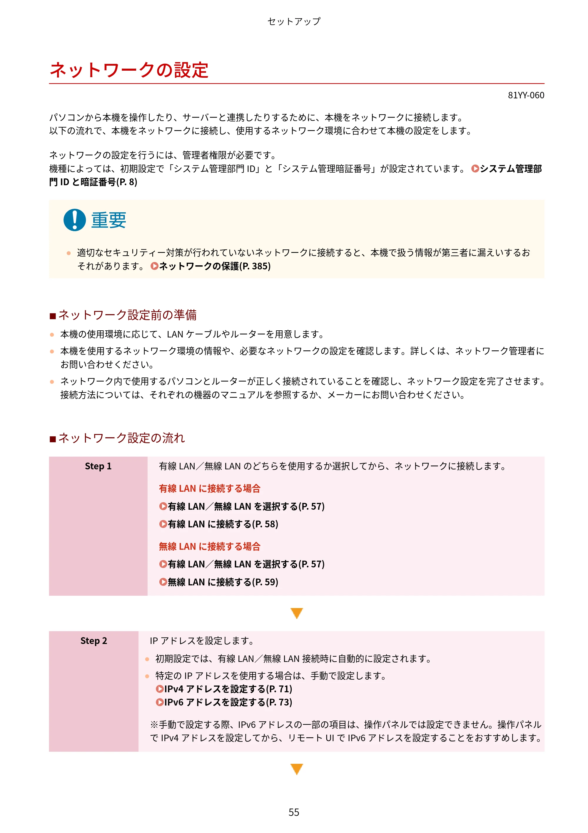 キヤノン MF755Cdw・MF753Cdw・MF751Cdw ユーザーズガイド 2023年7月27日更新（PDF：5.25MB） — ネットワークの設定 — 原本ページ — 65ページ