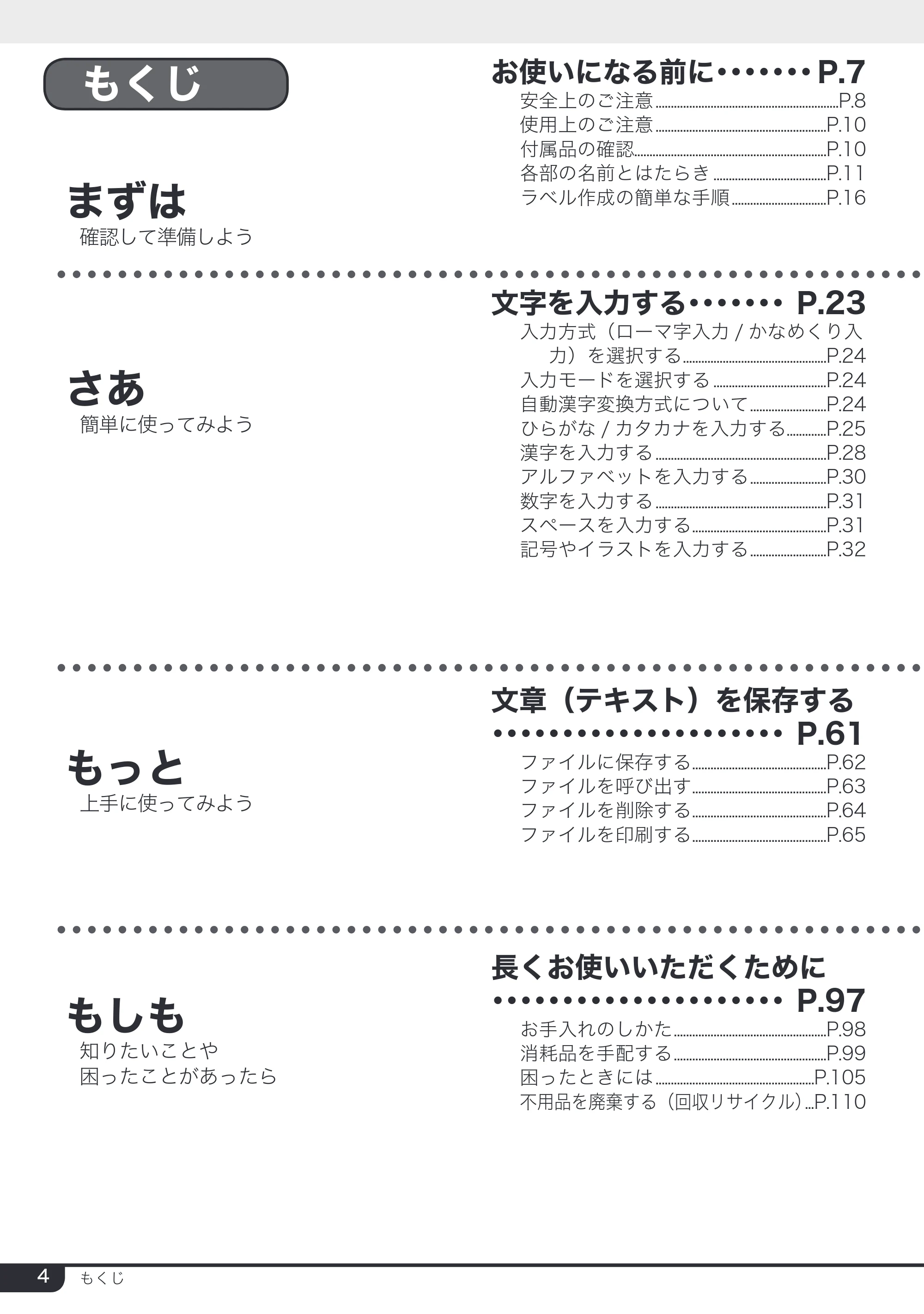 ブラザー PT-2730 取扱説明書 — 原本ページ — 4ページ