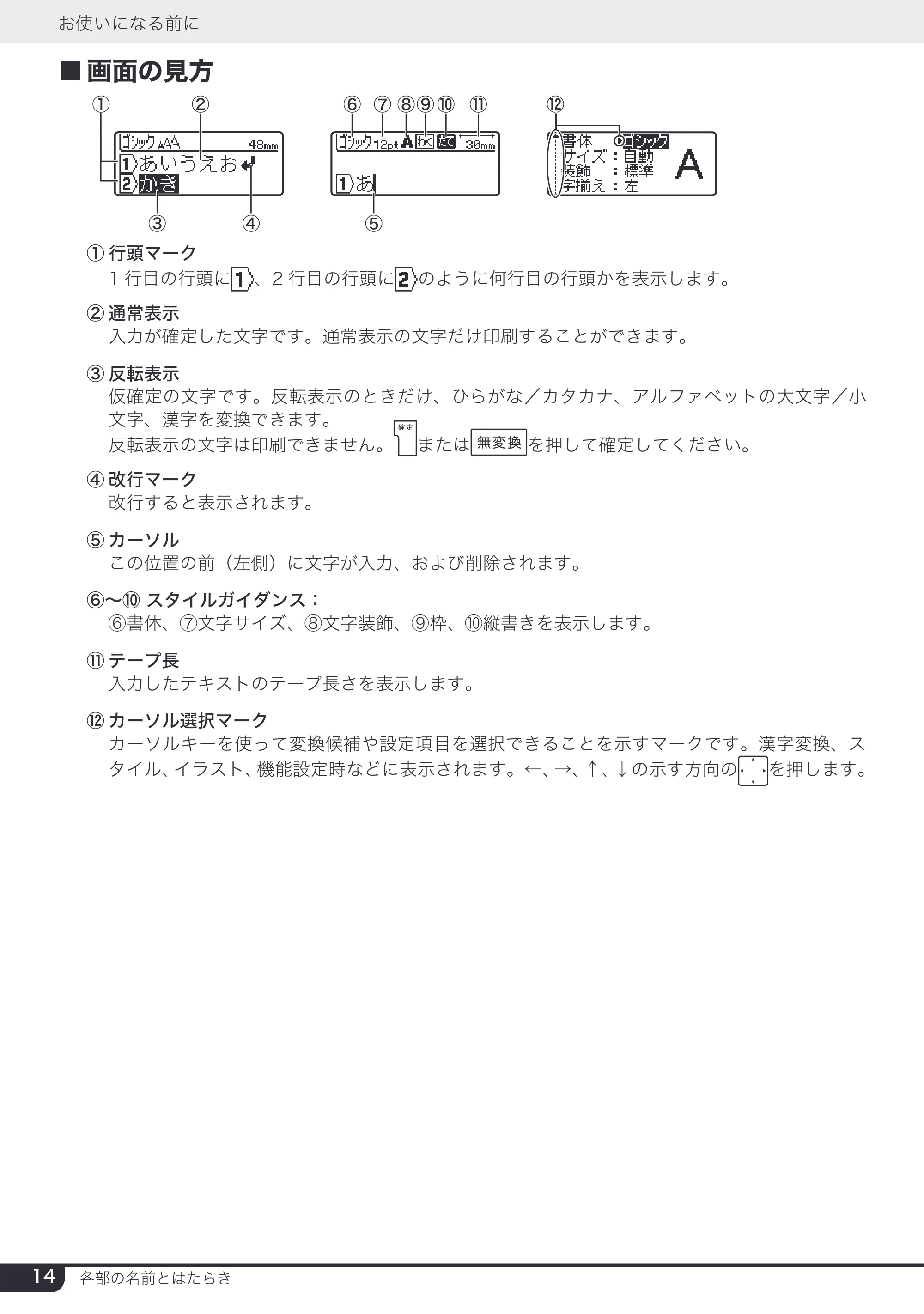 ブラザー PT-2730 取扱説明書 — 原本ページ — 14ページ