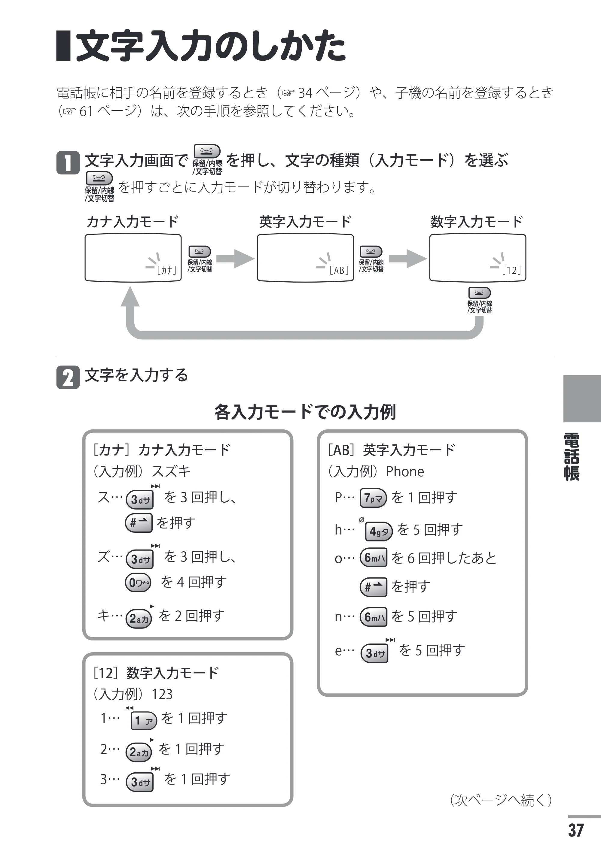 日立 HTE-201 / HTE-101 取扱説明書 — 文字入力のしかた — 原本ページ — 37ページ