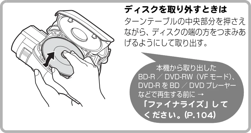 日立 DZ-BD9H 取扱説明書 — 新品のBD-RE/BD-R/DVD-RWを入れたときは — 図版 35-1 — 35ページ