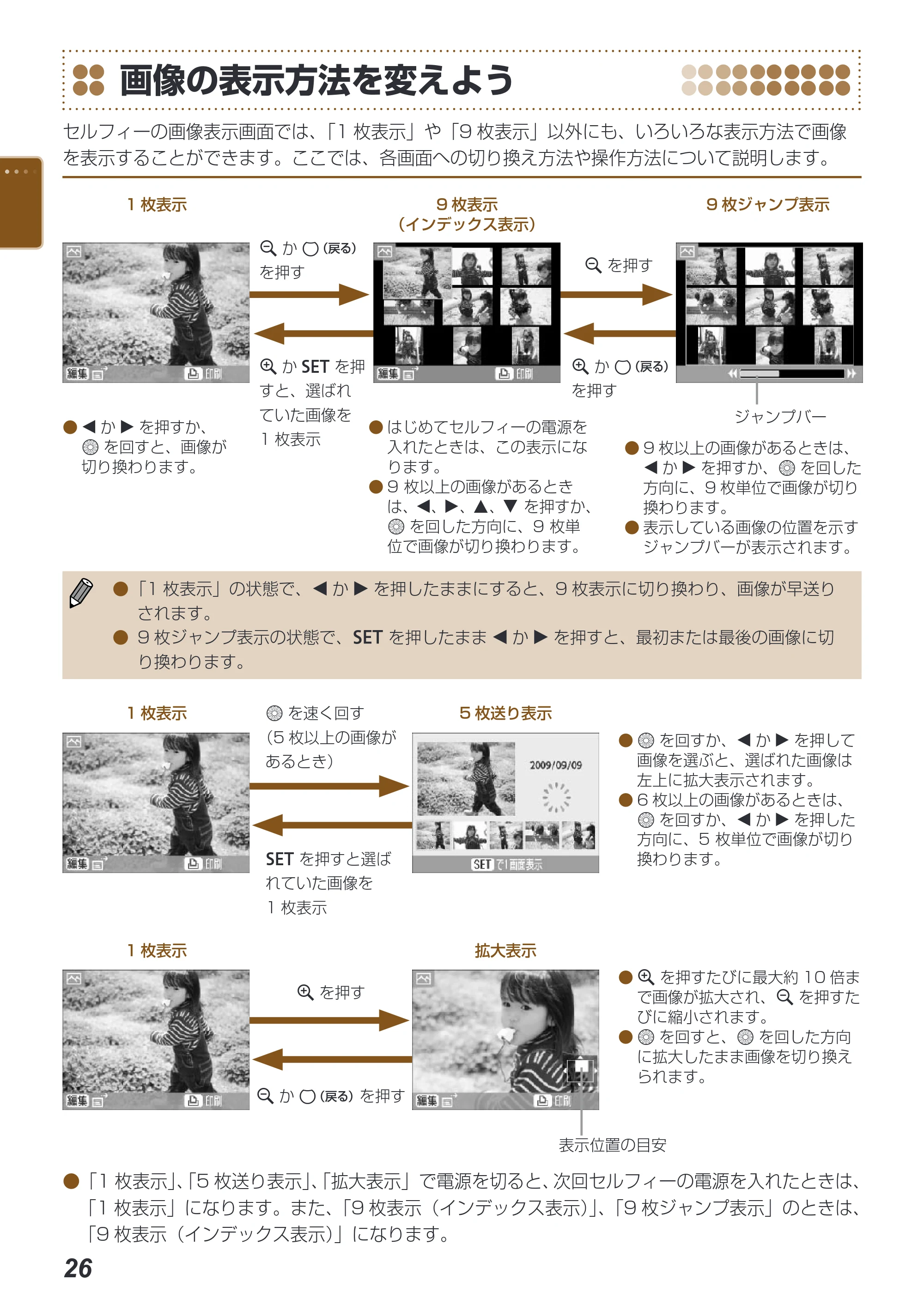 キヤノン SELPHY ES40 プリンターユーザーガイド （PDF形式／7.61Mバイト） — 画像の表示方法を変えよう — 原本ページ — 26ページ