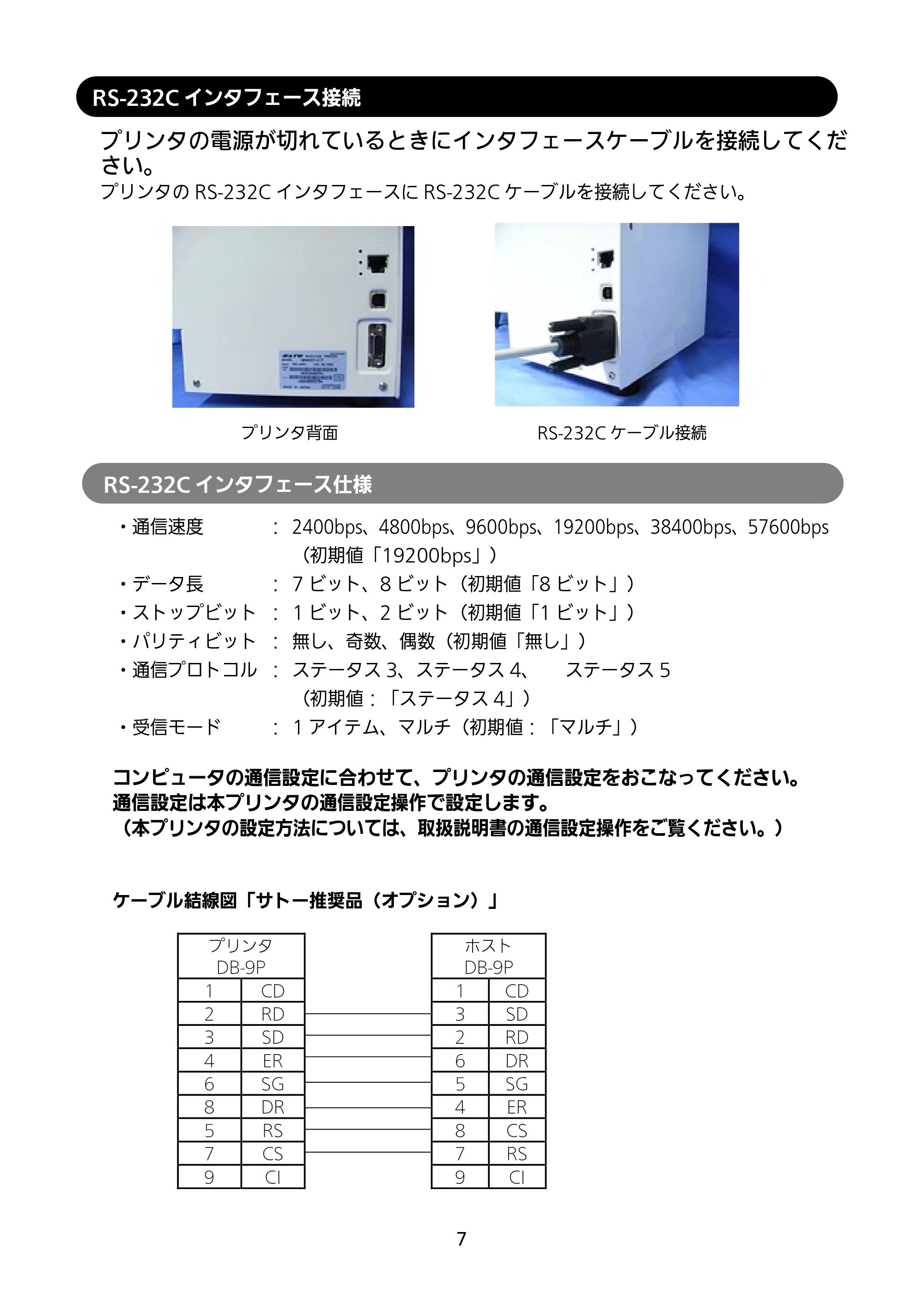 サトー GN412T セットアップガイド（第4版） — RS-232Cインタフェース接続 — 原本ページ — 8ページ