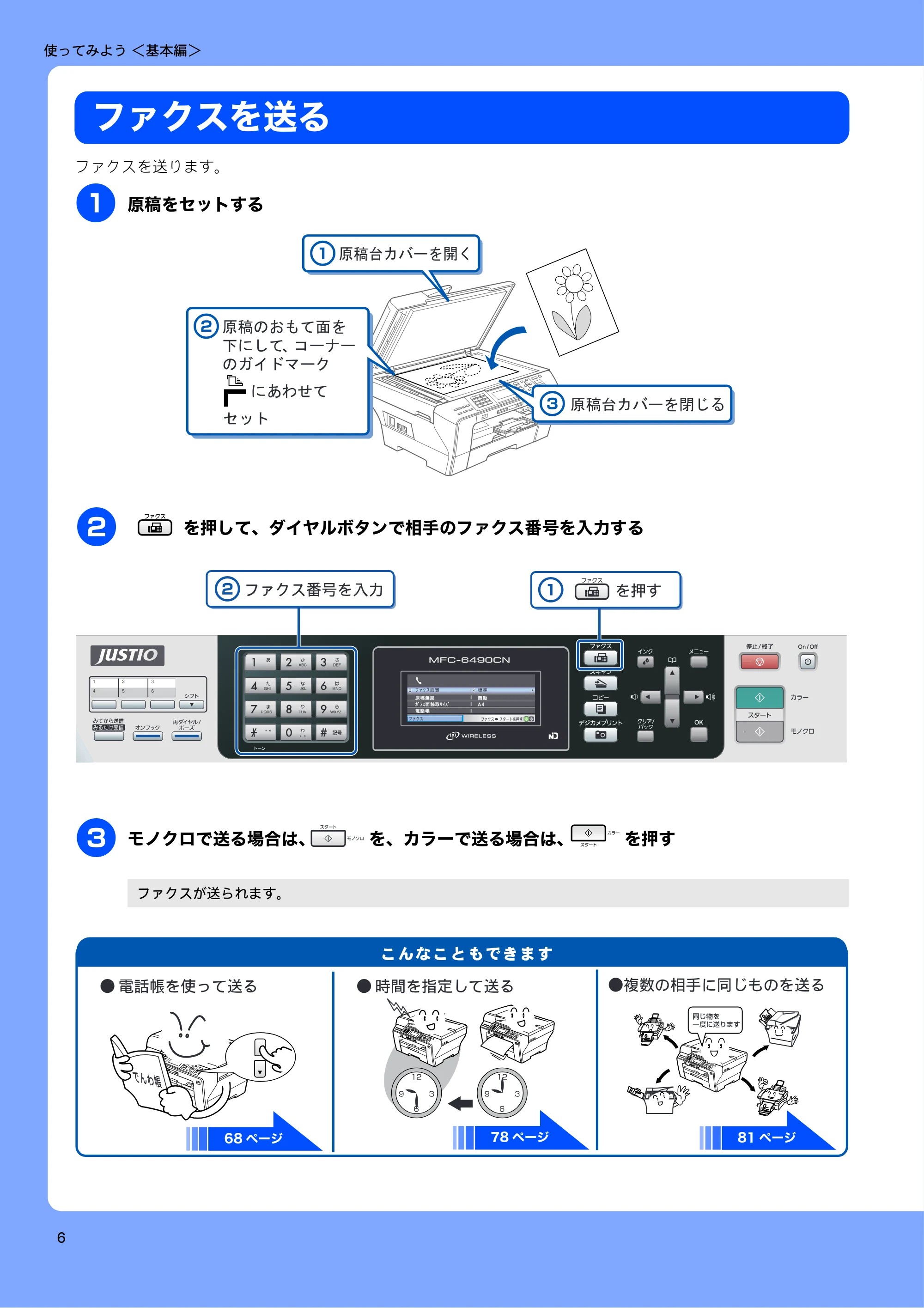 ブラザー MFC-5890CN / MFC-6490CN 取扱説明書（本体） — 使ってみよう ＜基本編＞ — 原本ページ — 8ページ