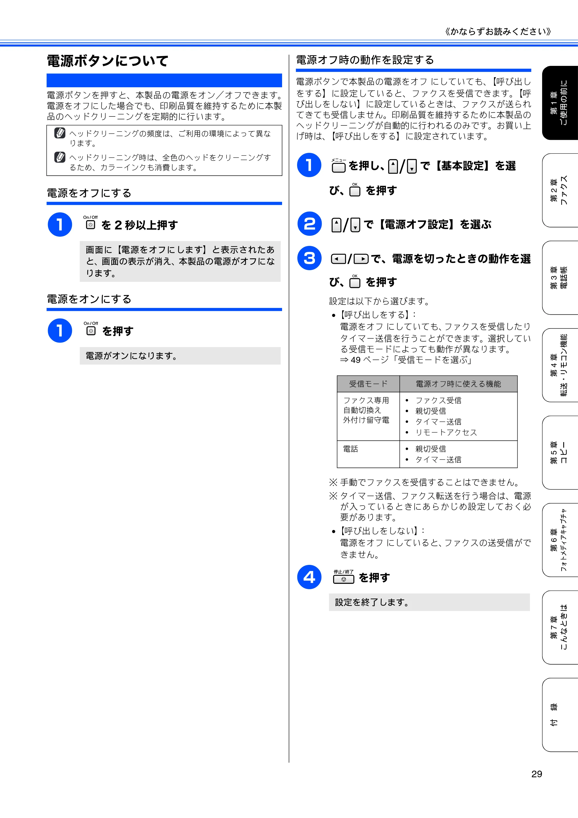 ブラザー MFC-5890CN / MFC-6490CN 取扱説明書（本体） — 電源ボタンについて — 原本ページ — 31ページ