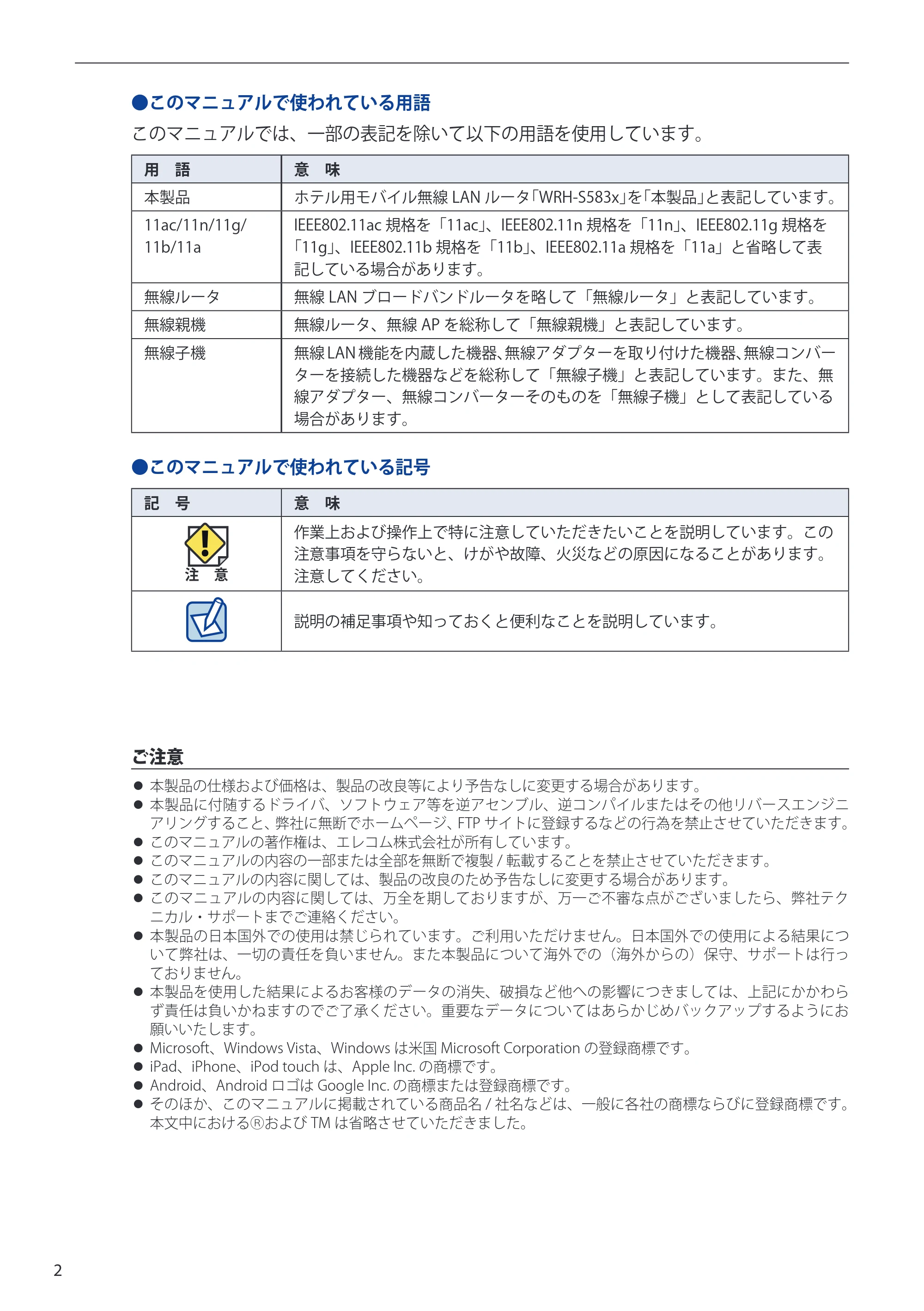 エレコム WRH-S583BK / WRH-S583WH ユーザーマニュアル — 原本ページ — 2ページ