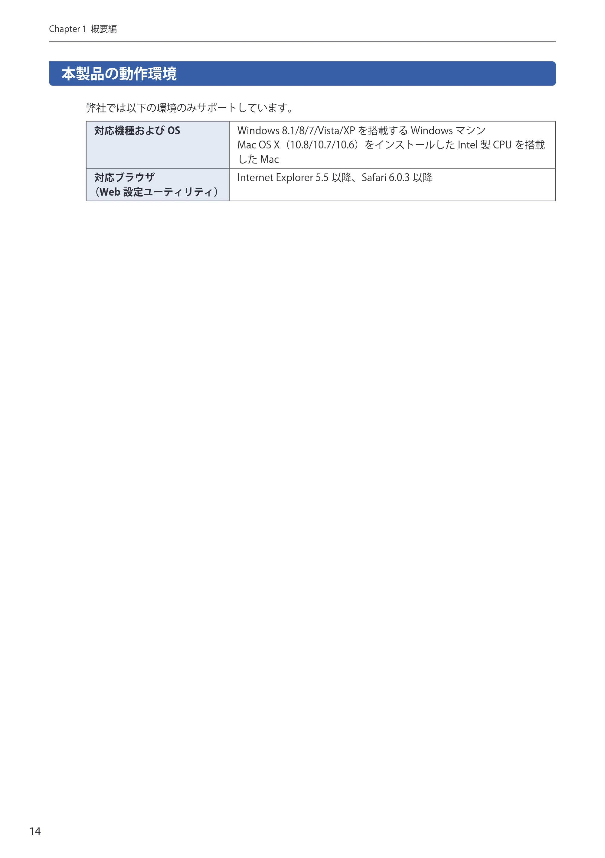 エレコム WRH-S583BK / WRH-S583WH ユーザーマニュアル — 本製品の動作環境 — 原本ページ — 14ページ