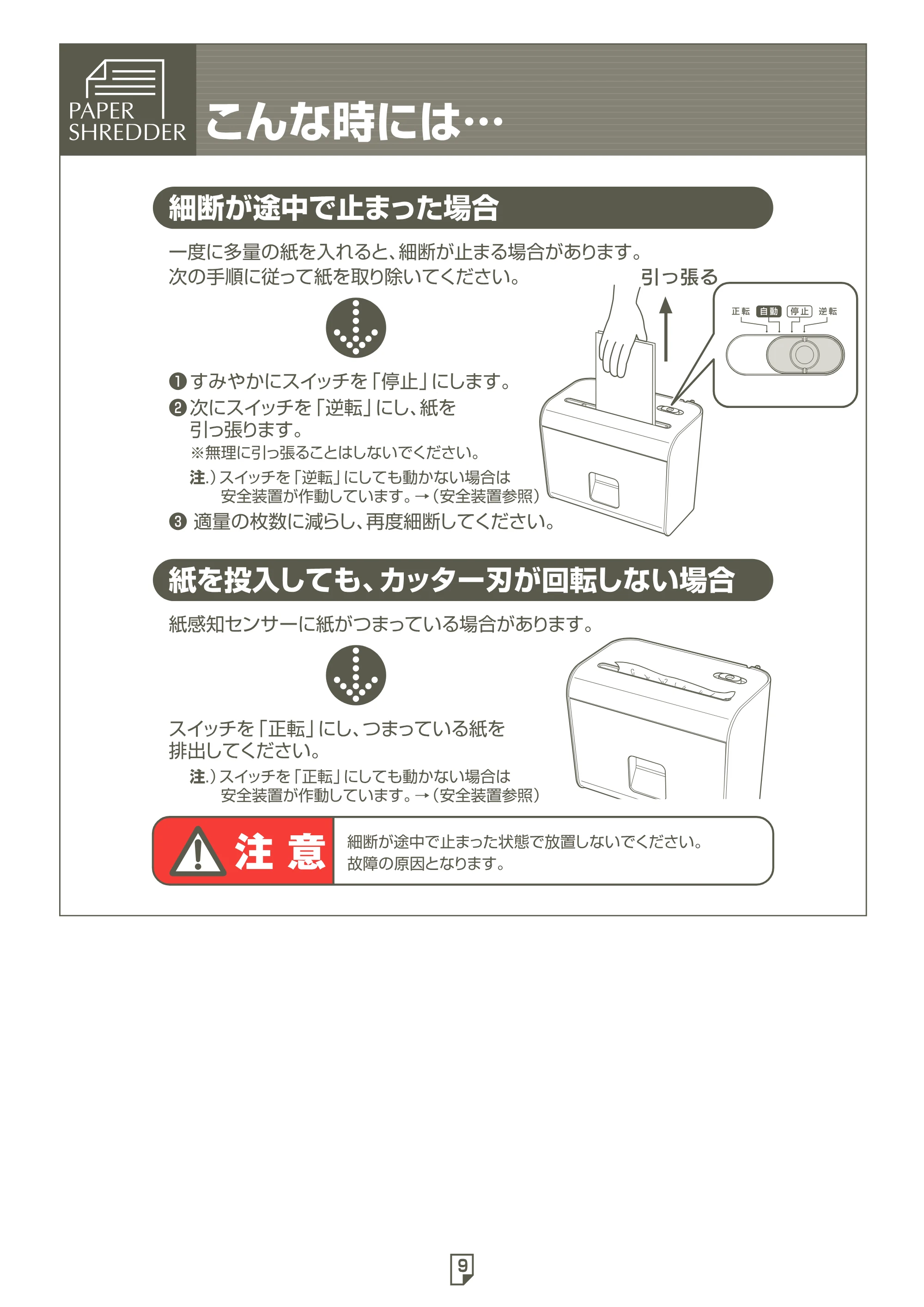 アイリスオーヤマ 卓上細密シュレッダー P4HS 取扱説明書 — 原本ページ — 9ページ
