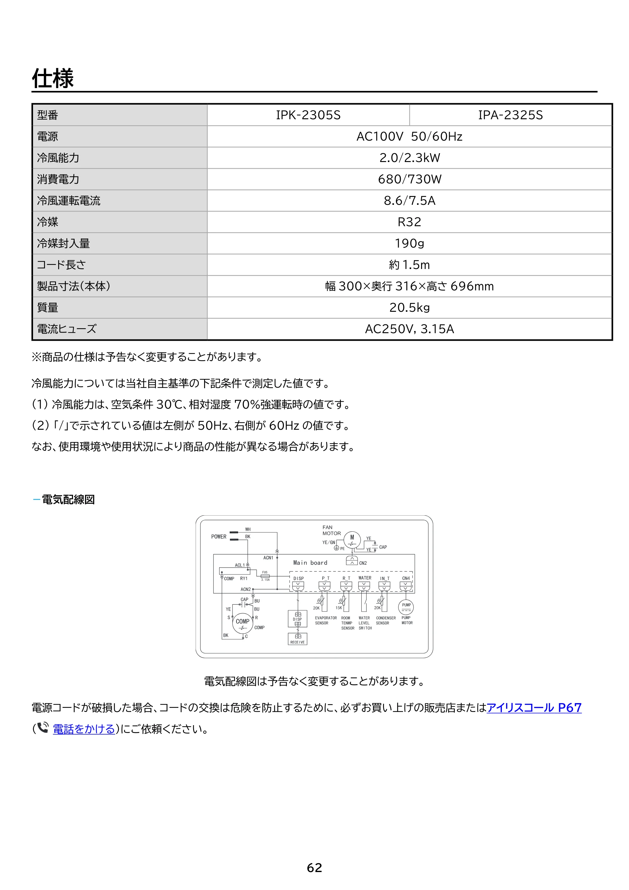 アイリスオーヤマ IPA-2325S 取扱説明書 — 原本ページ — 62ページ