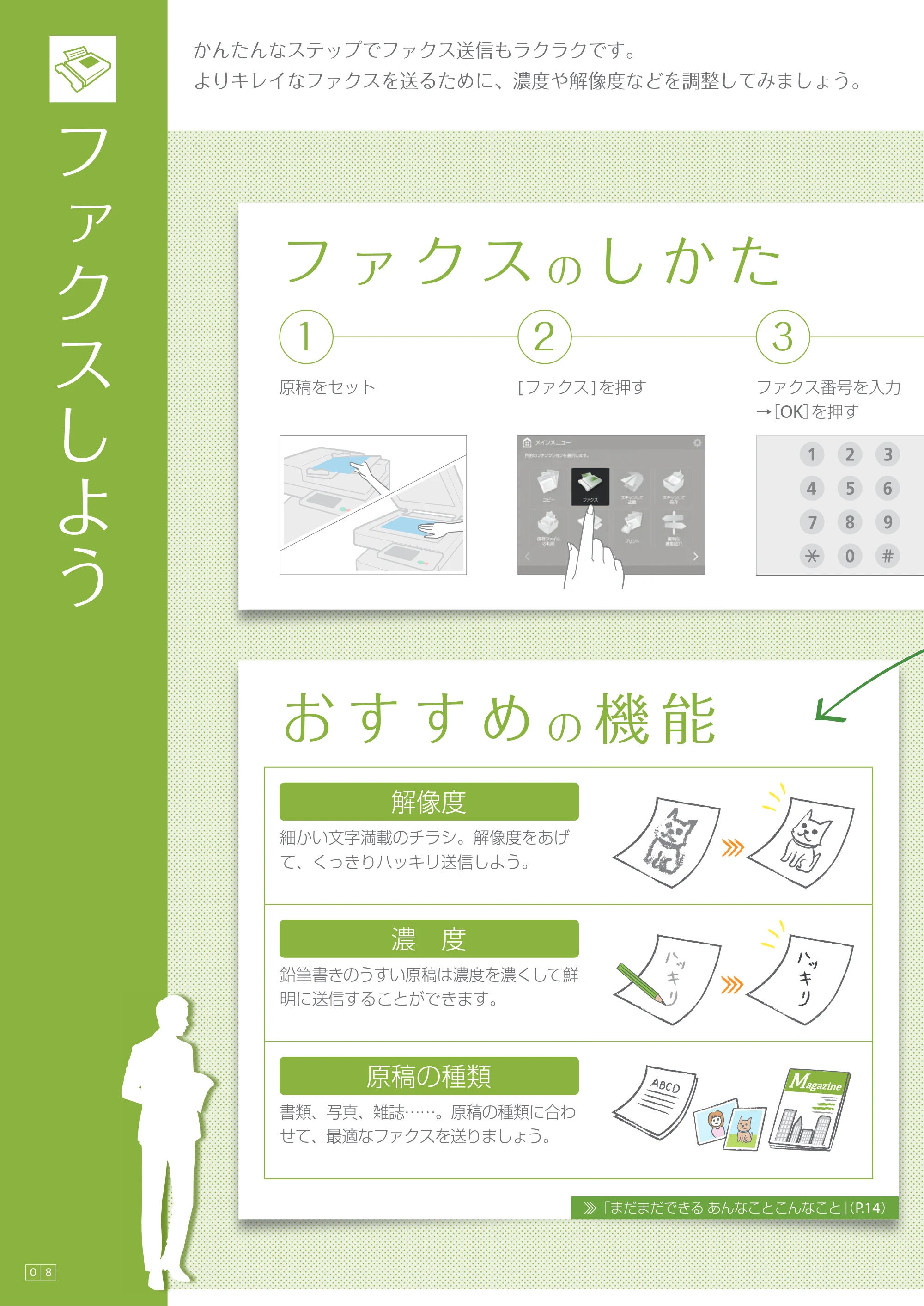 キヤノン A3機用) かんたん操作ガイド（A3機用） 2019年6月27日更新（PDF：16.6MB） — ファクスしよう — 原本ページ — 8ページ