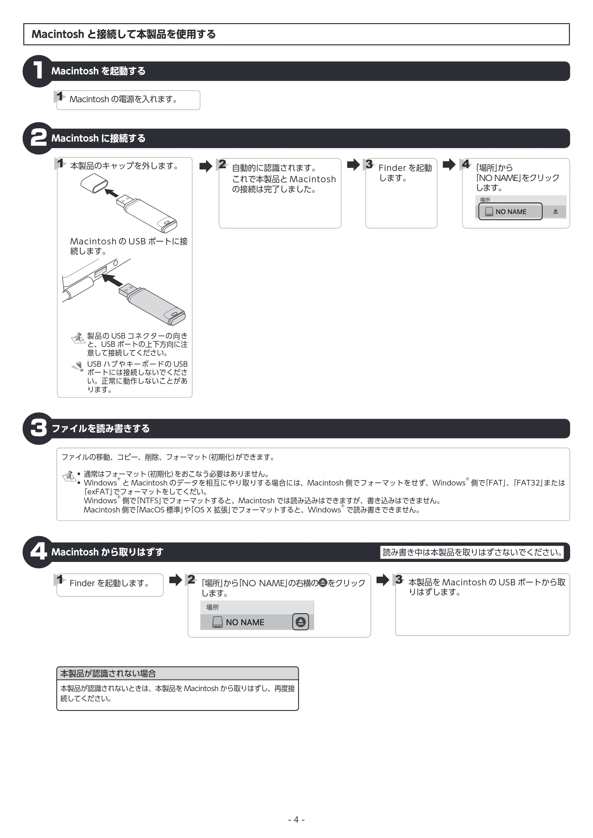 エレコム MF-DRU3016GBKR / MF-DRU3032GBKR / MF-DRU3064GBKR 取扱説明書 — 原本ページ — 4ページ