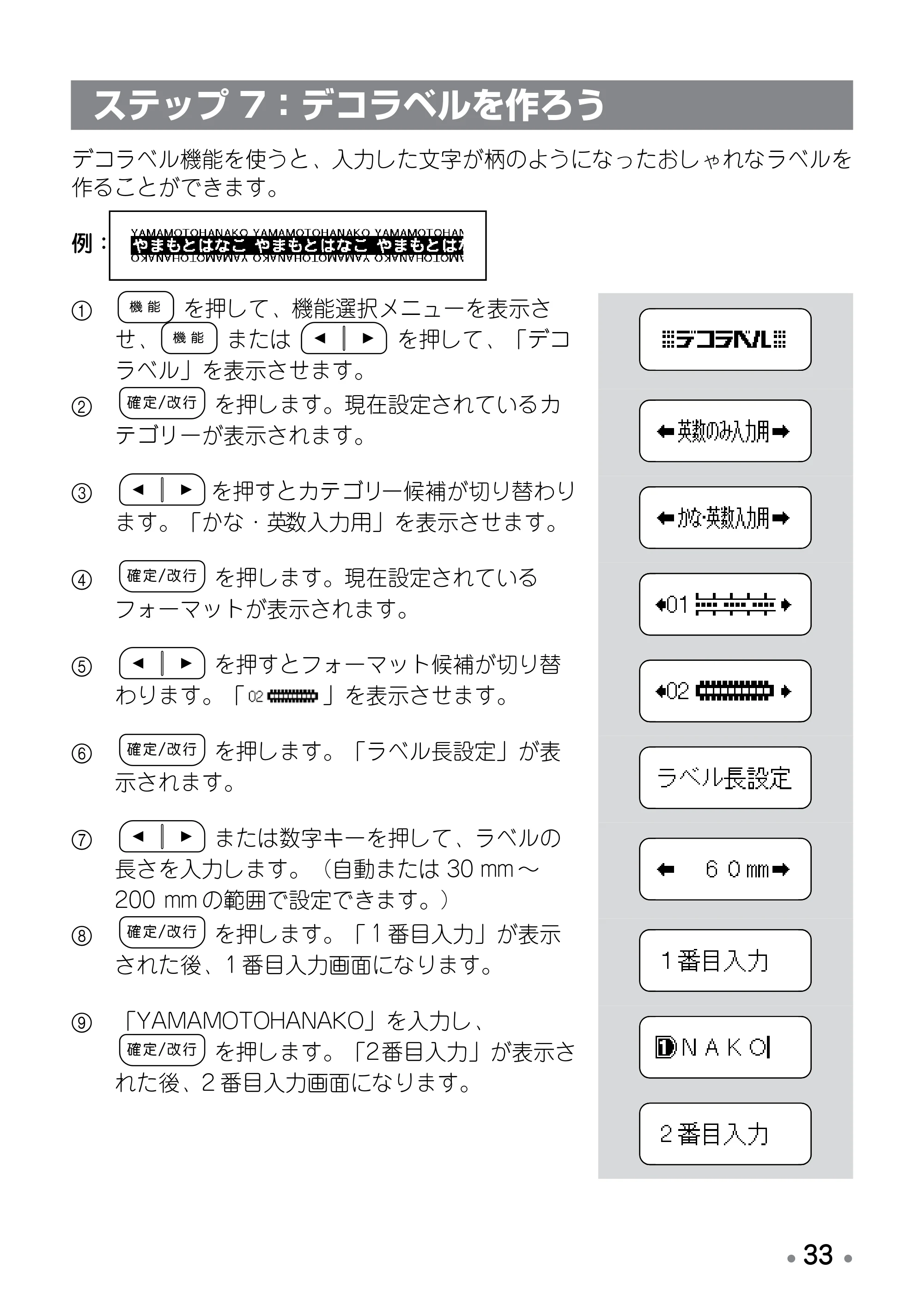 ブラザー PT-190 取扱説明書 ハローキティ版（ホワイト） — フォーマット一覧 — 原本ページ — 35ページ