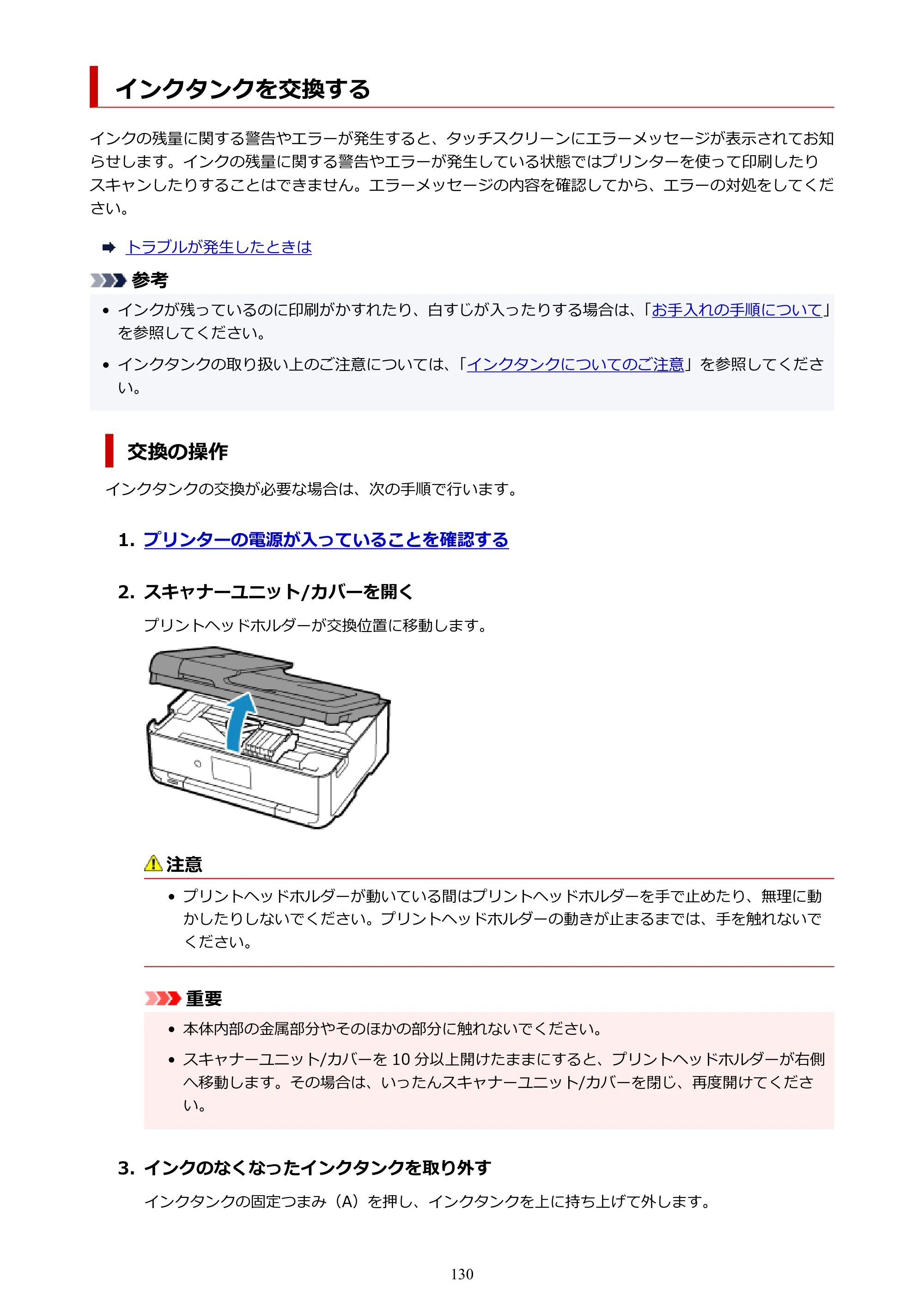 キヤノン TR9530 電子マニュアルPDF版 （Mac版）（PDF：16.2MB） — インクタンクを交換する — 原本ページ — 130ページ