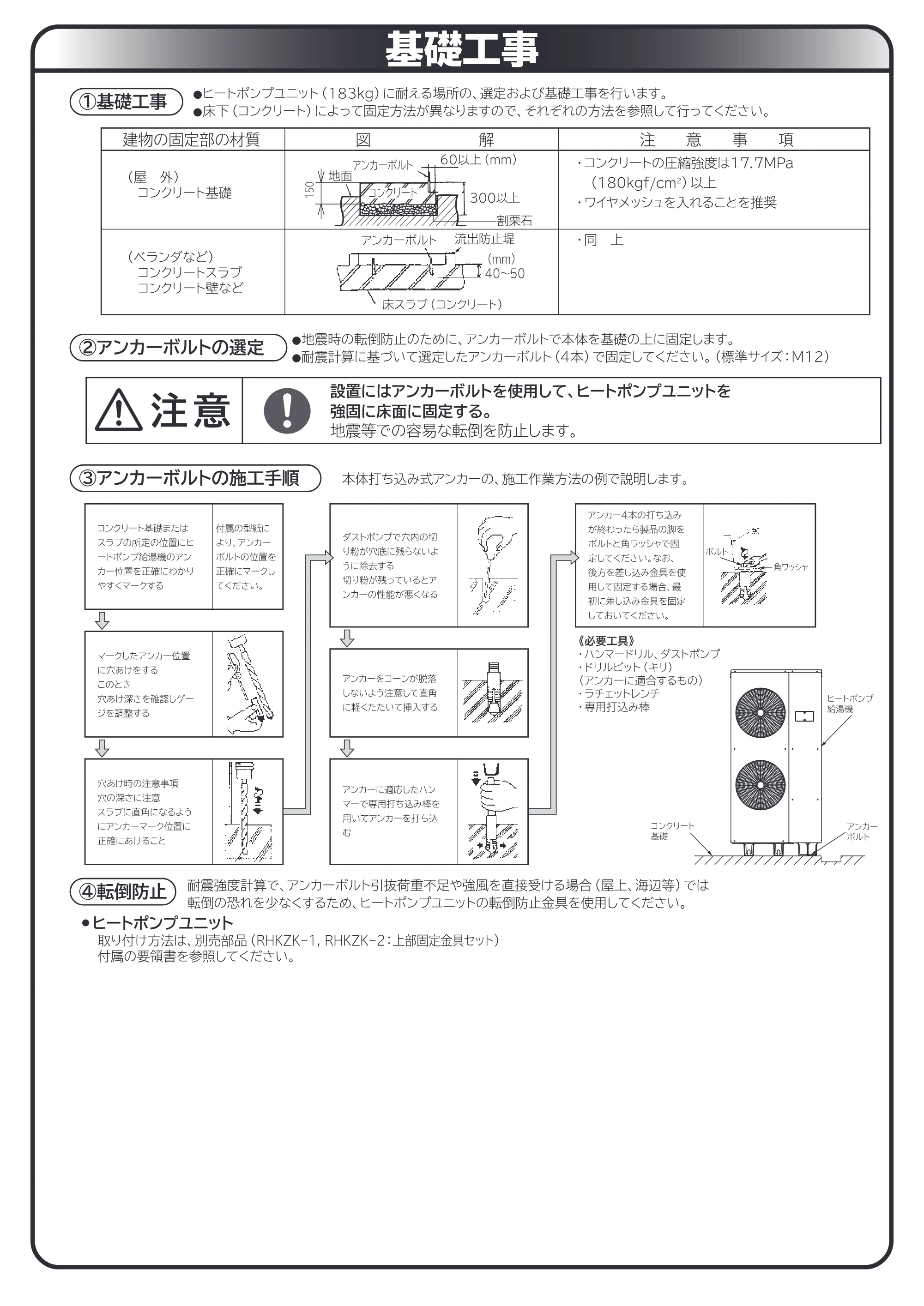 日立 RHK-15AH 取扱説明書 — 基礎工事 — 原本ページ — 26ページ
