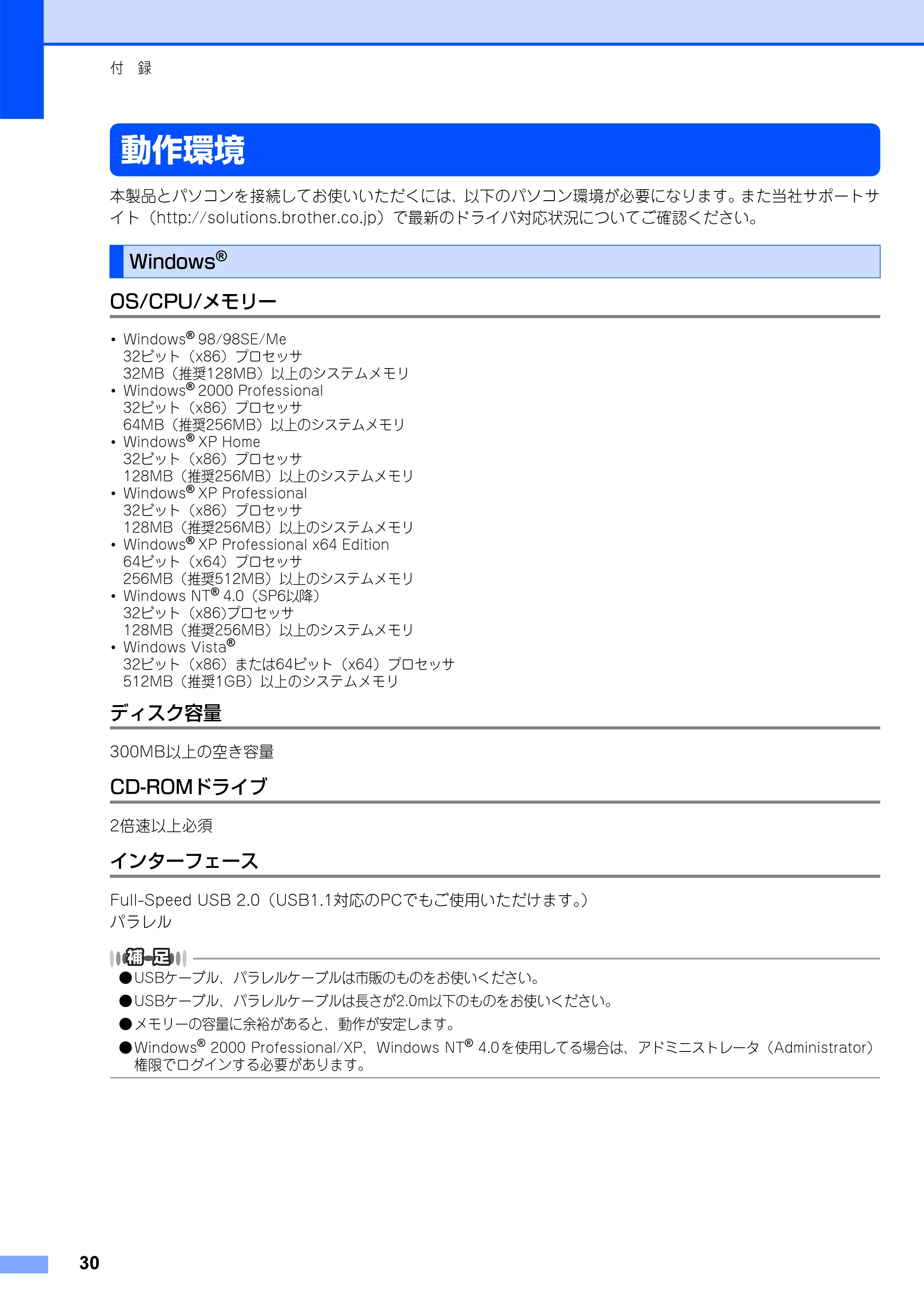 ブラザー FAX-2930 かんたん設置ガイド — 付 録 — 原本ページ — 32ページ
