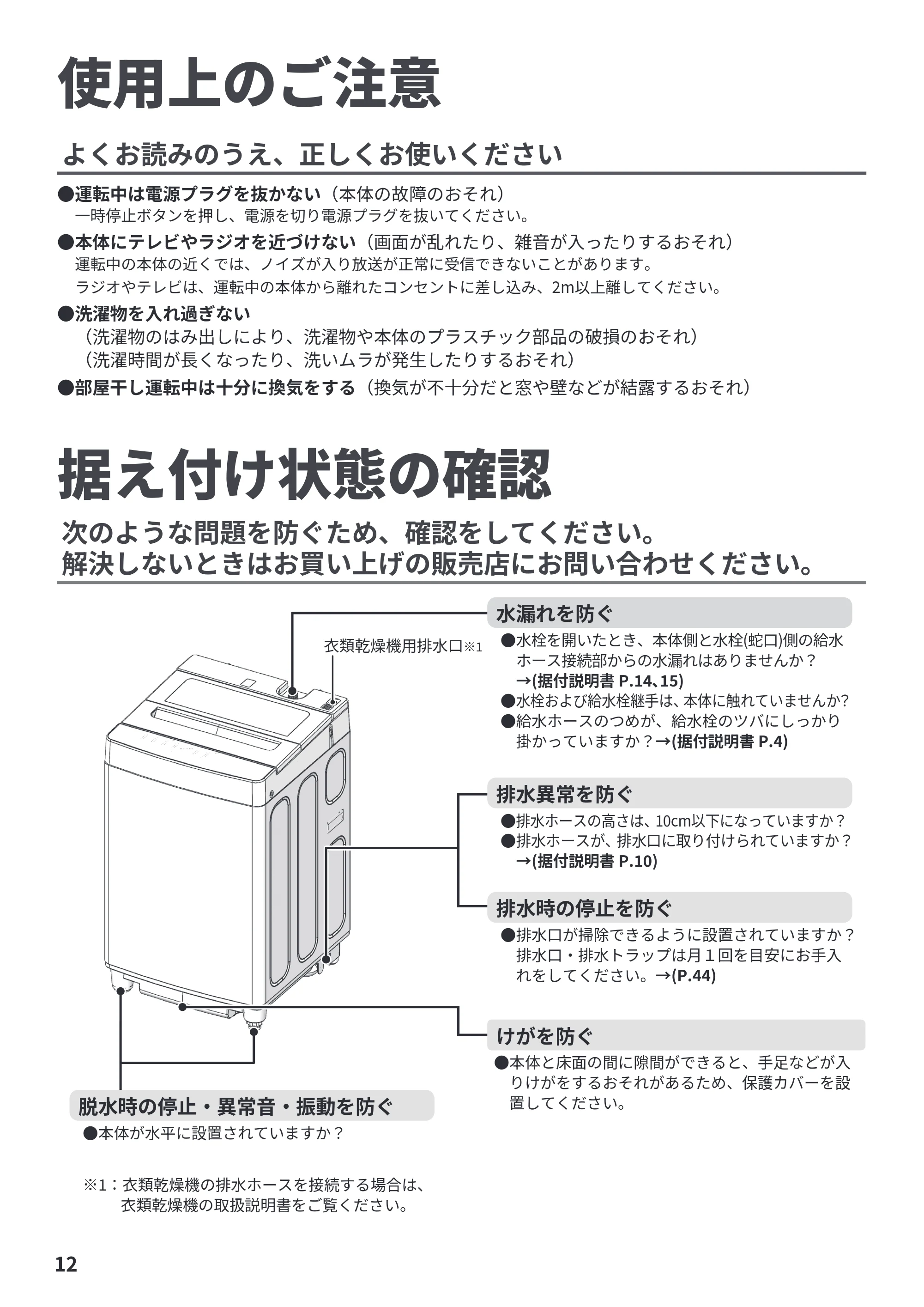 日立 NW-R706 取扱説明書 — 使用上のご注意 — 原本ページ — 12ページ