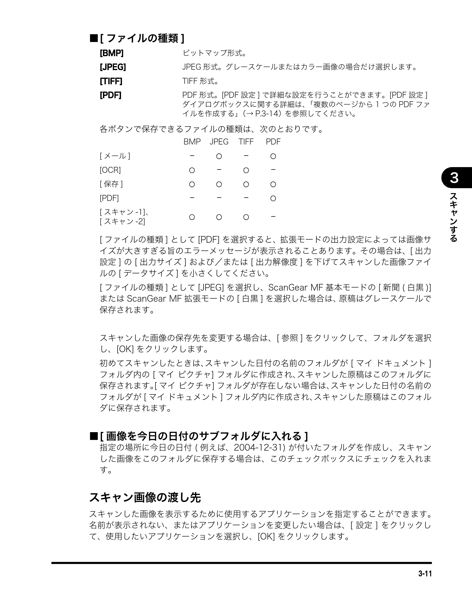キヤノン MF3110 ソフトウエアガイド （PDF形式／8.29Mバイト） — スキャン画像の渡し先 — 原本ページ — 86ページ