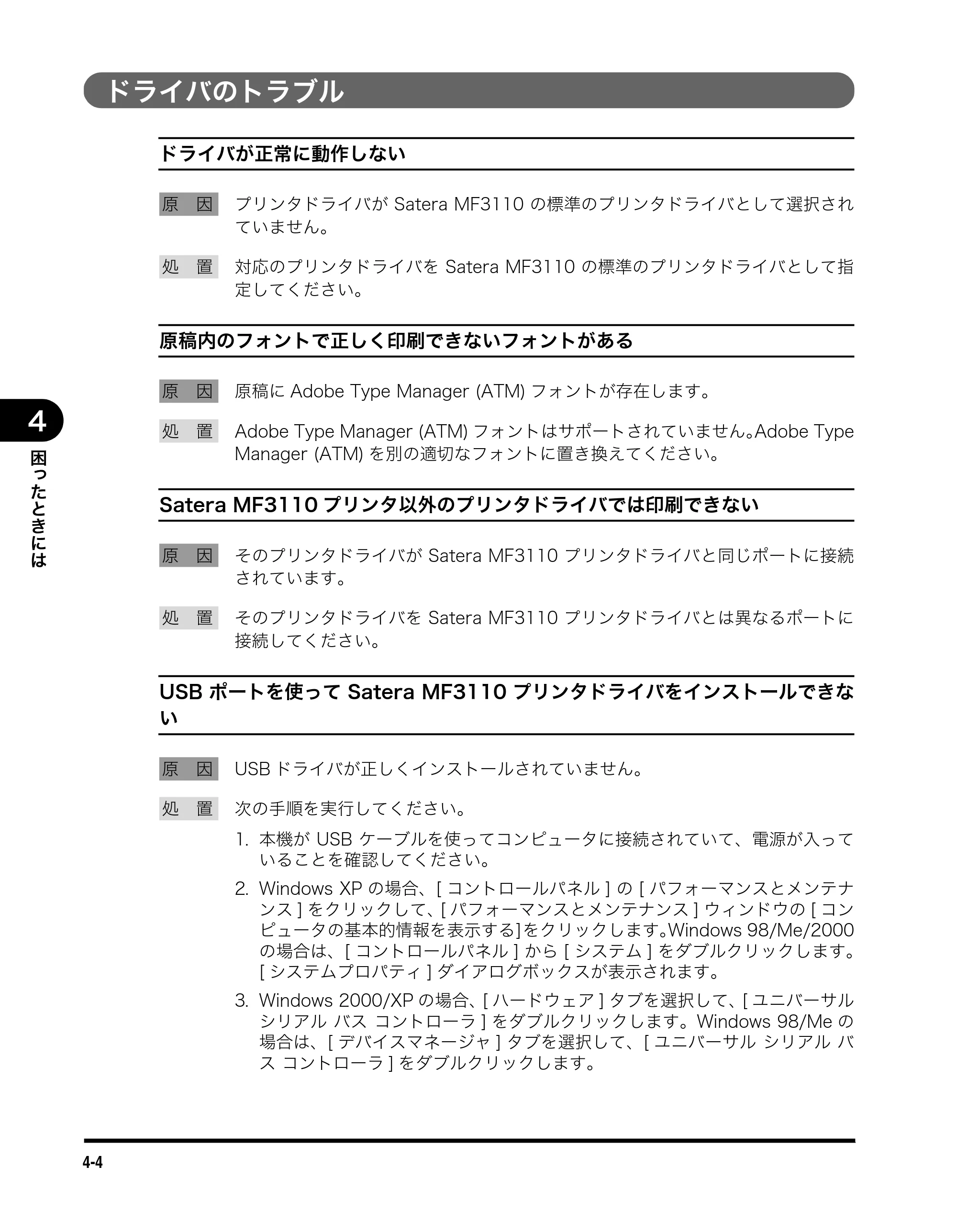 キヤノン MF3110 ソフトウエアガイド （PDF形式／8.29Mバイト） — ドライバのトラブル — 原本ページ — 123ページ