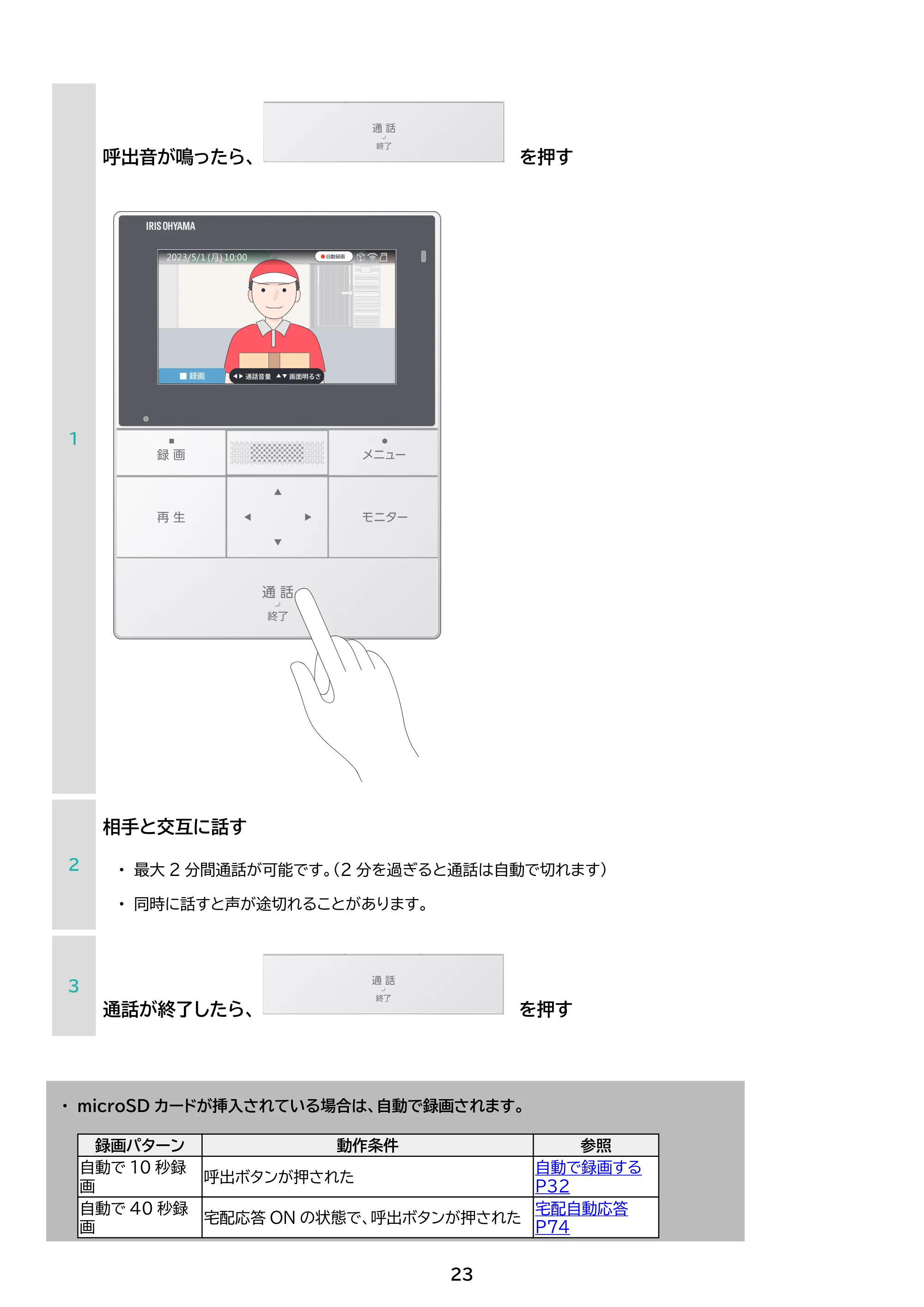 アイリスオーヤマ TD-SM5030CT-BSH 取扱説明書 — 原本ページ — 23ページ