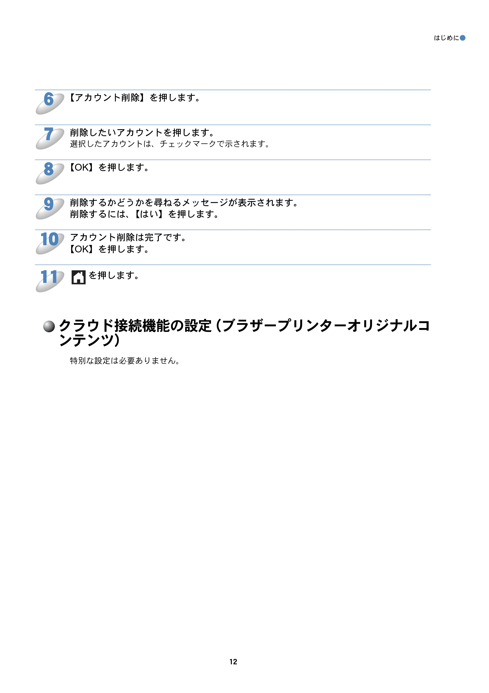 ブラザー DCP-J4210N / DCP-J4215N-B/W / MFC-J4510N クラウド接続ガイド — クラウド接続機能の設定（ブラザープリンターオリジナルコンテンツ） — 原本ページ — 13ページ