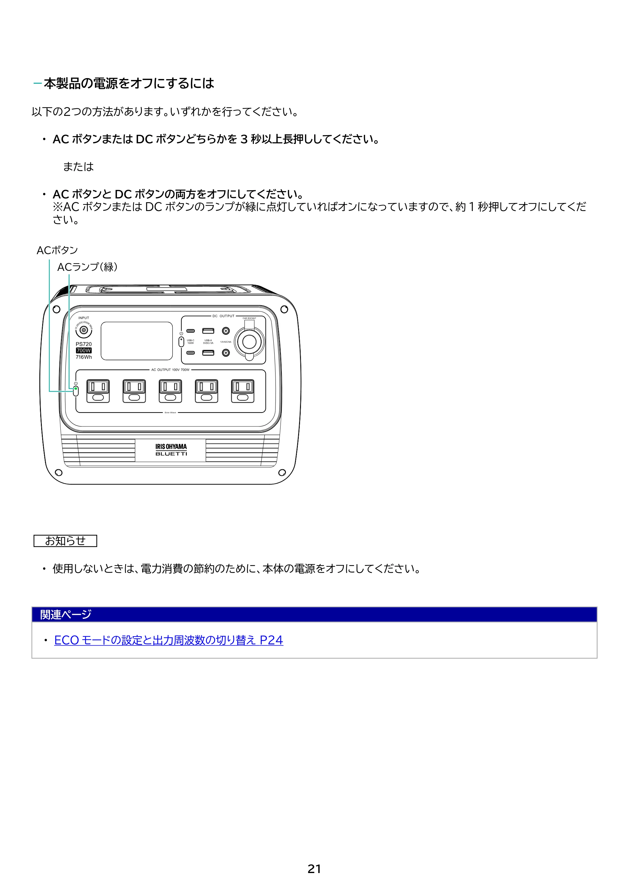 アイリスオーヤマ PS720AA-W 取扱説明書 — 原本ページ — 21ページ