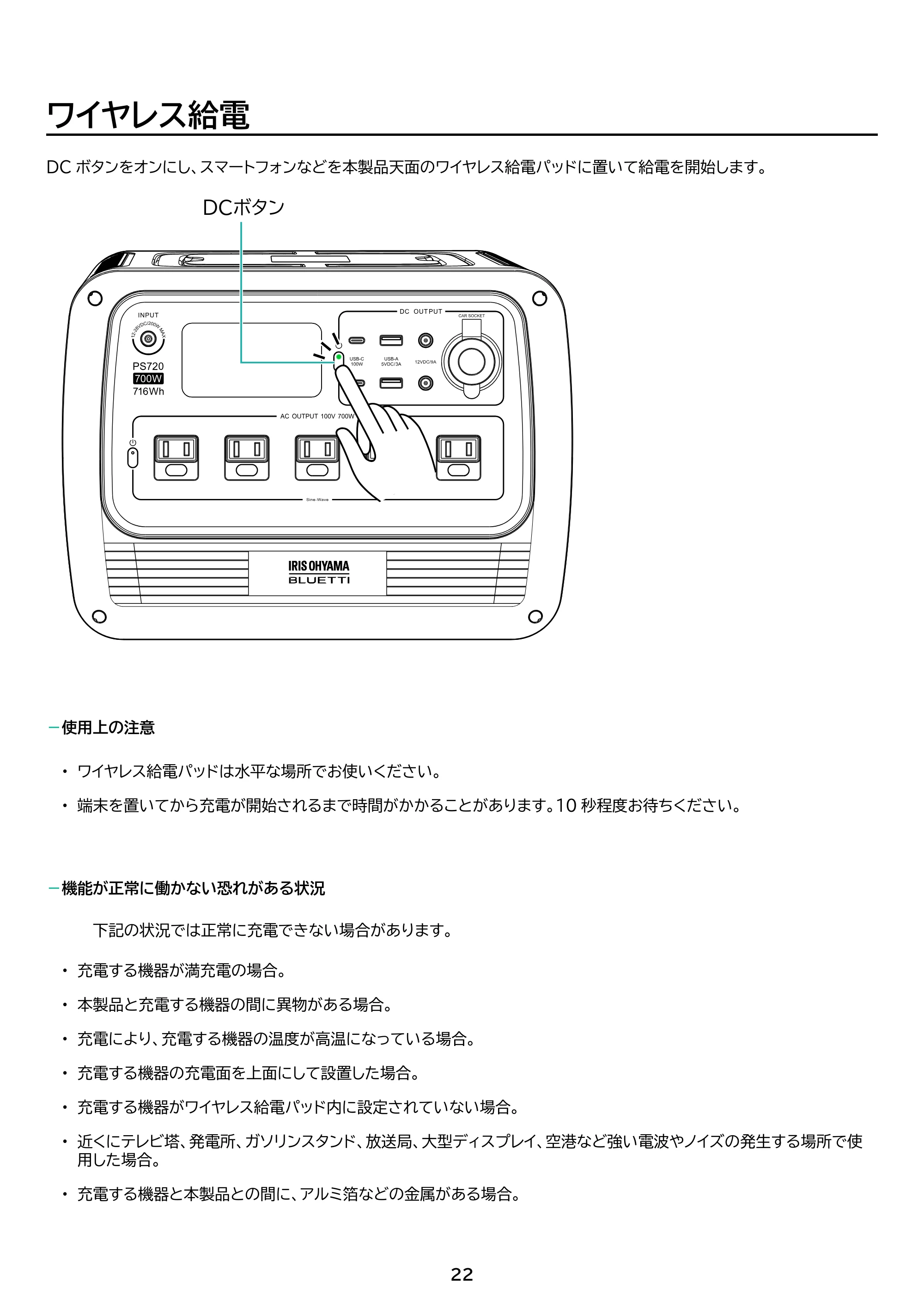 アイリスオーヤマ PS720AA-W 取扱説明書 — 原本ページ — 22ページ