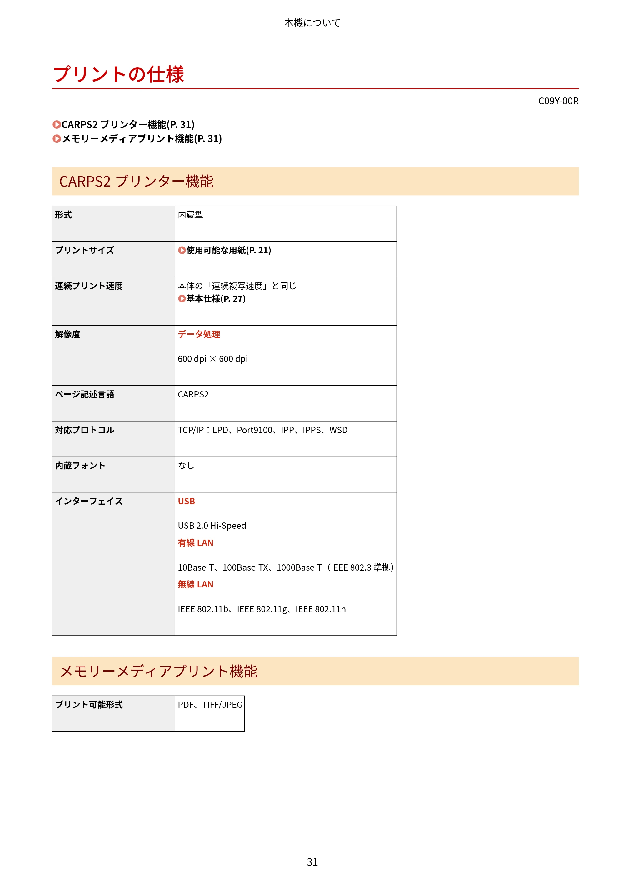 キヤノン MF665Cdw/MF663Cdw ユーザーズガイド 2026年6月25日更新（6.11 MB） — プリントの仕様 — 原本ページ — 41ページ