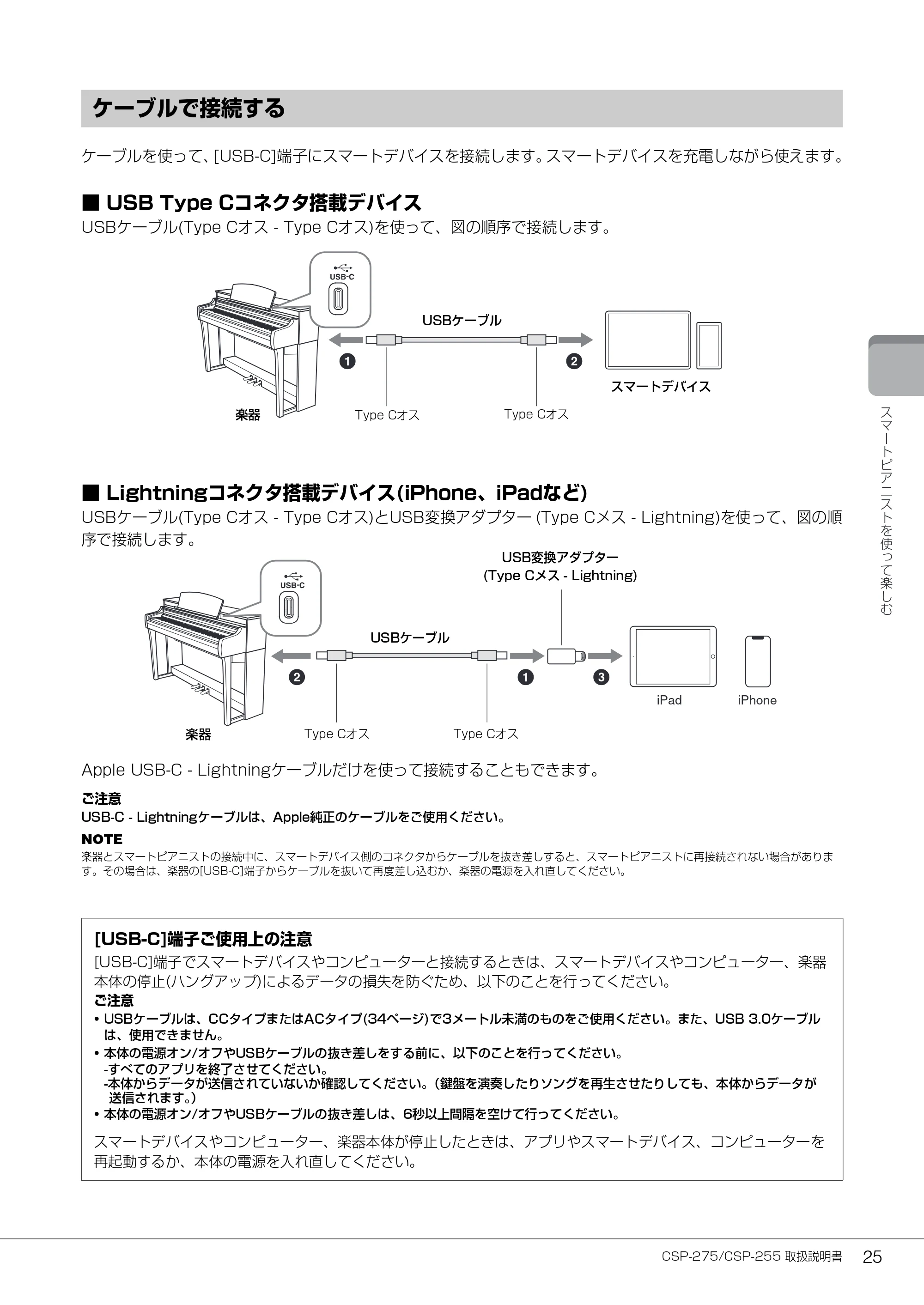 ヤマハ CSP-275 / CSP-255 CSP-275/CSP-255 取扱説明書 — ケーブルで接続する — 原本ページ — 25ページ