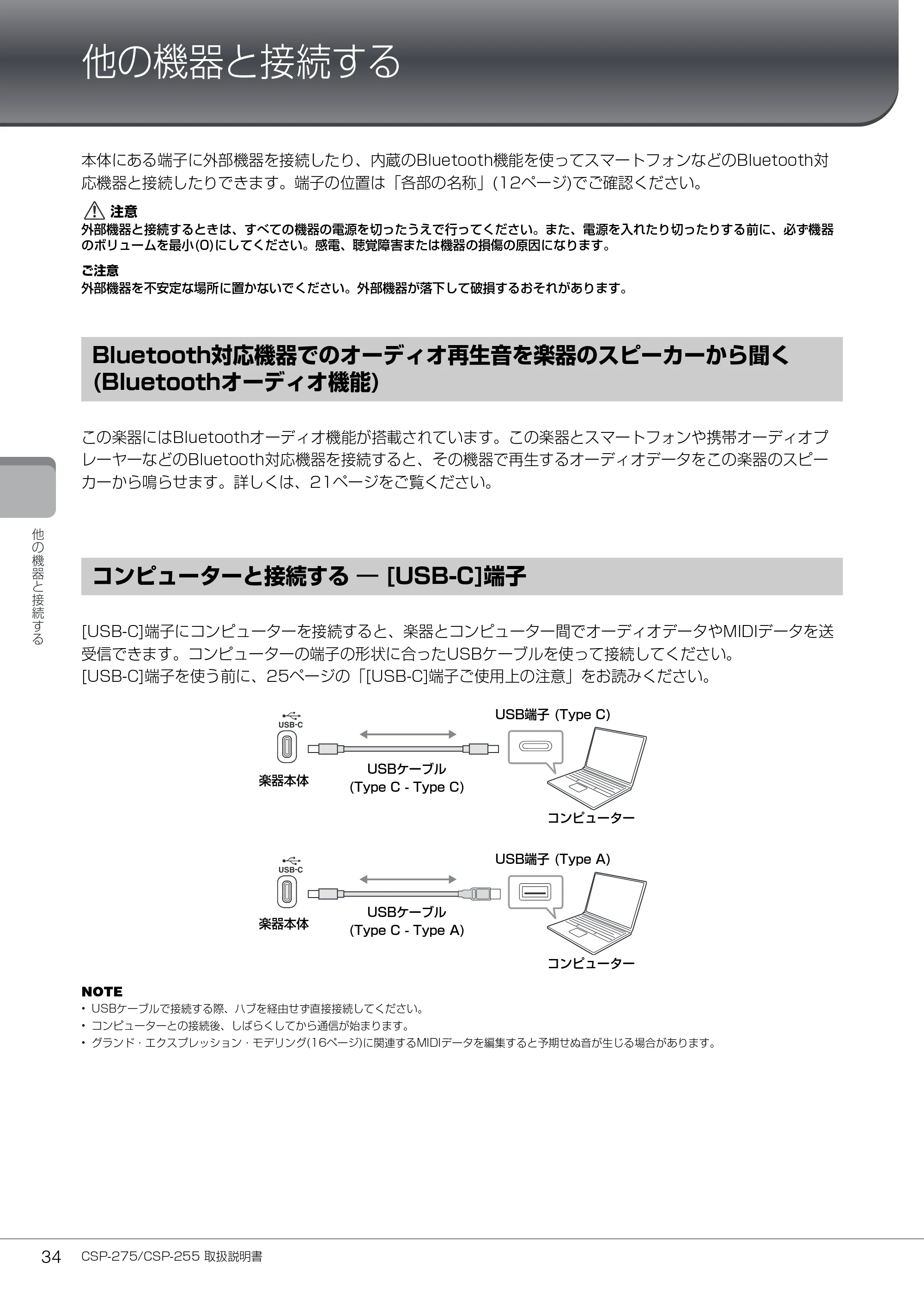 ヤマハ CSP-275 / CSP-255 CSP-275/CSP-255 取扱説明書 — 他の機器と接続する — 原本ページ — 34ページ