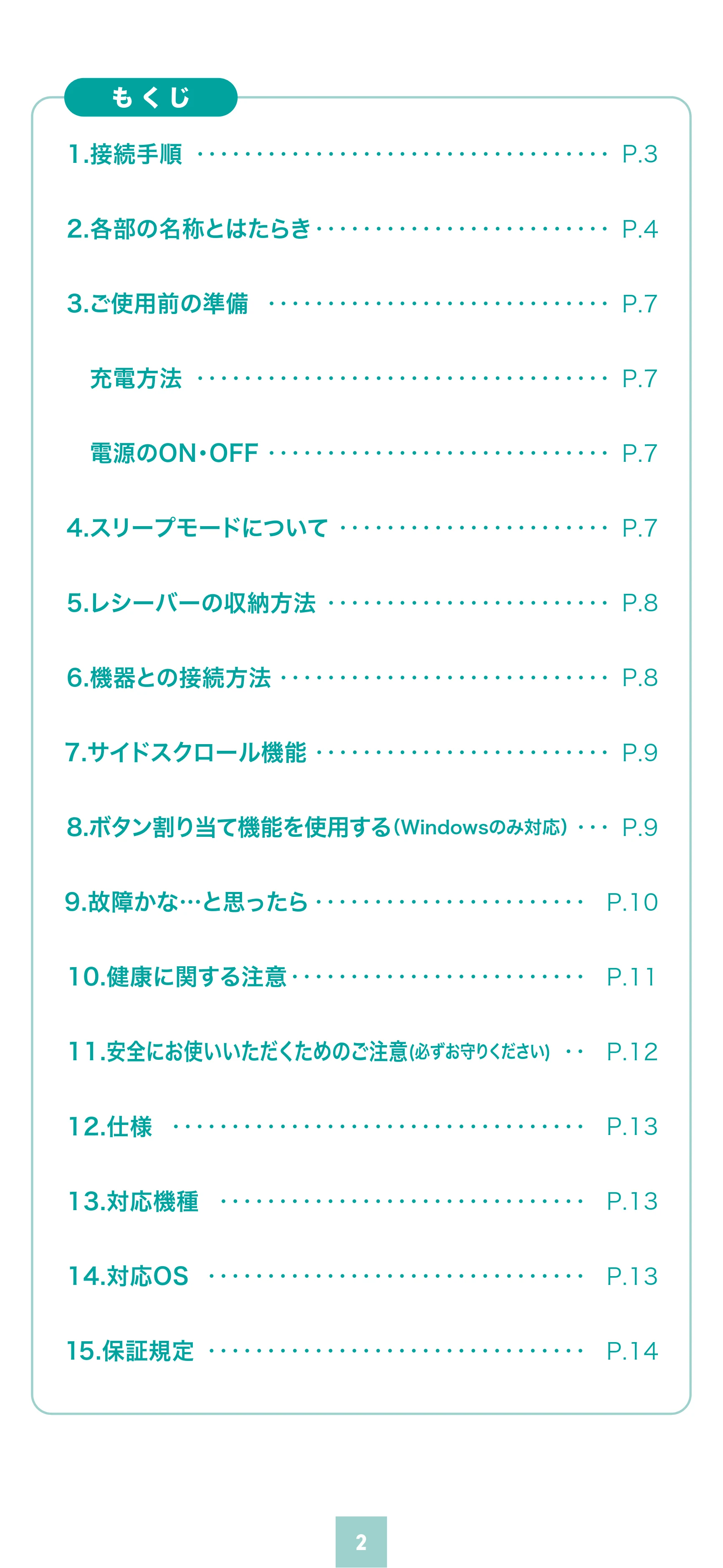 サンワサプライ 400-MAWS222BK / 400-MAWS222BL / 400-MAWS222R 取扱説明書 — 原本ページ — 2ページ